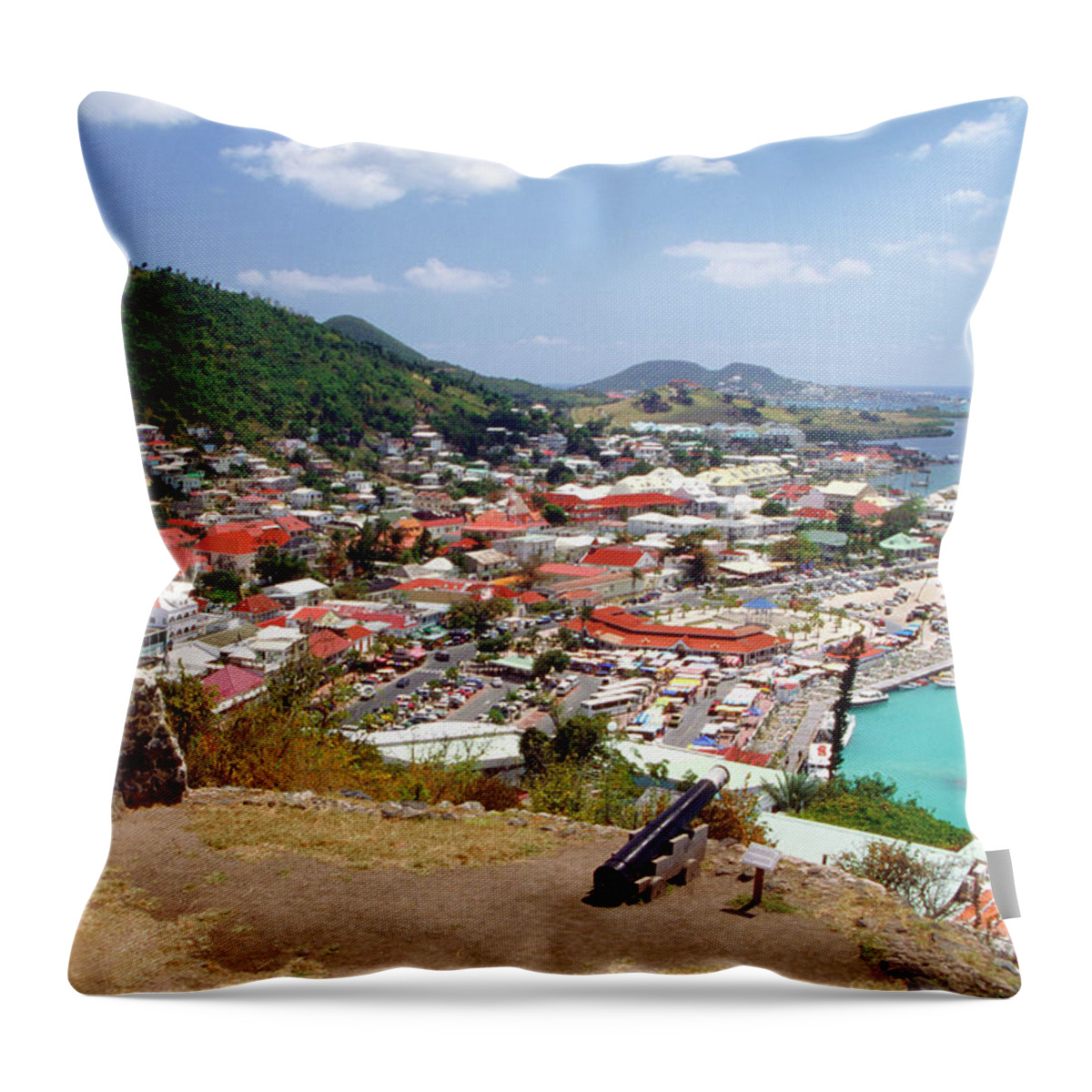 Scenics Throw Pillow featuring the photograph View Of Marigot Bay From St. Louis by Medioimages/photodisc