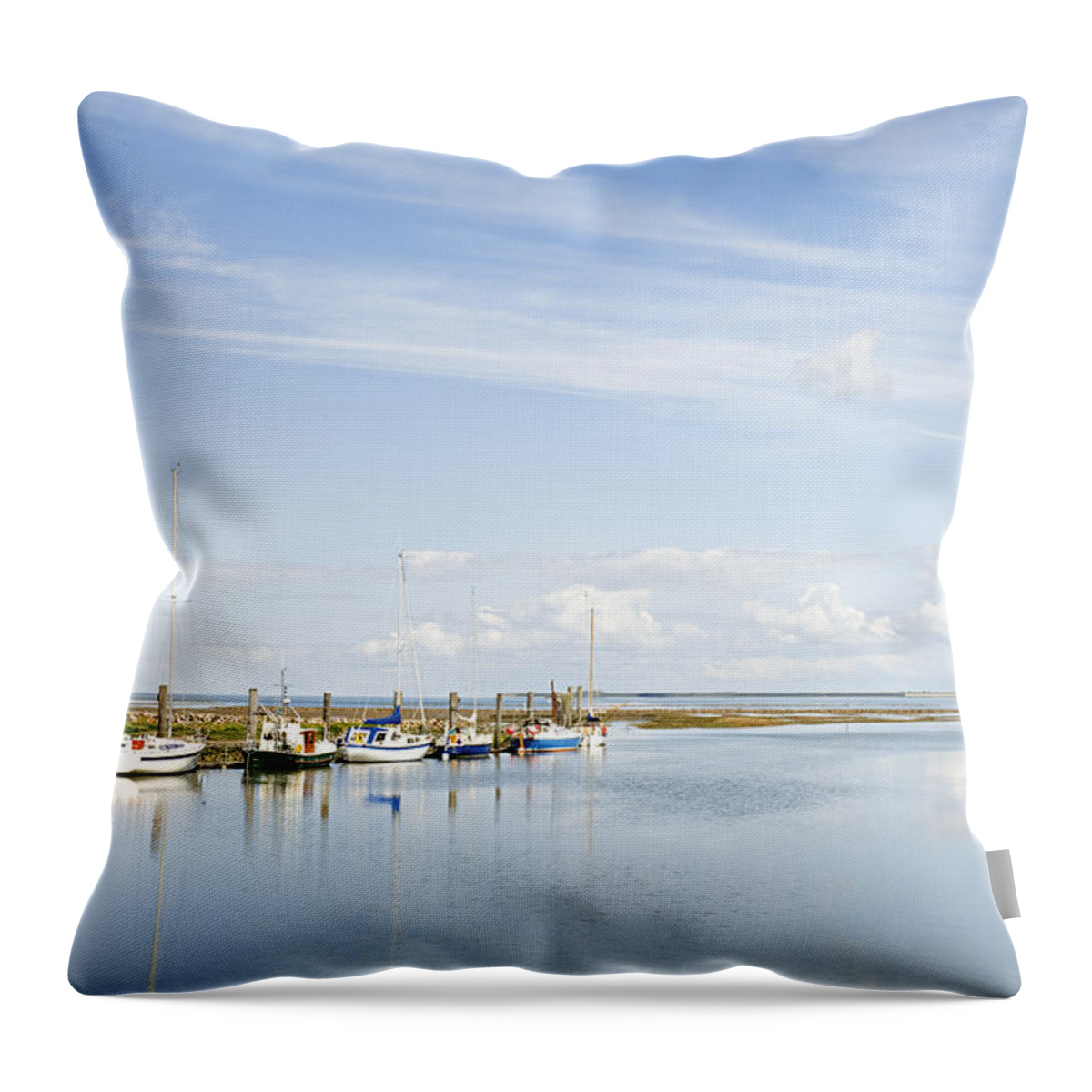 Ip_10249345 Throw Pillow featuring the photograph View Of Marina At Husum, Schleswig-holstein, Germany by Jalag / Drthe Hagenguth