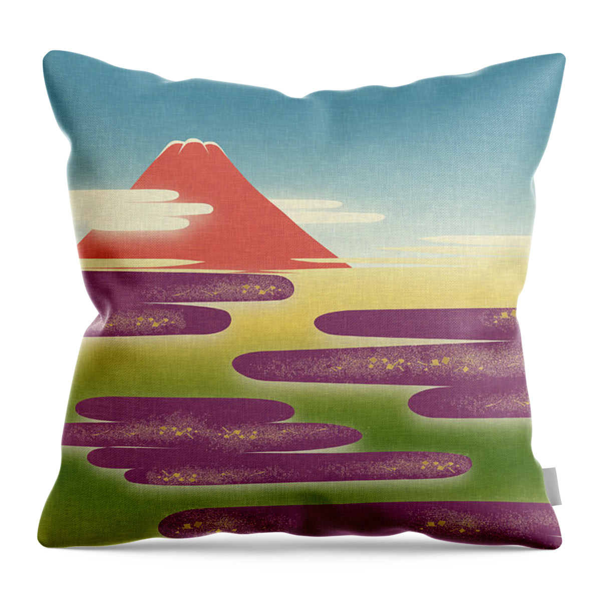 Scenics Throw Pillow featuring the digital art View Of Mt. Fuji Against Sky by Imagewerks