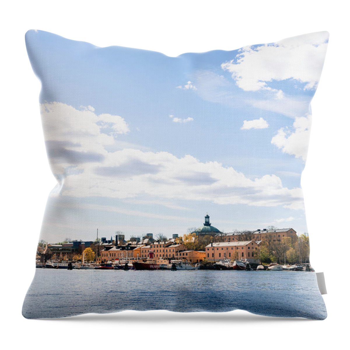 Sweden Throw Pillow featuring the photograph View Of Old Town Of Stockholm by Johner Images