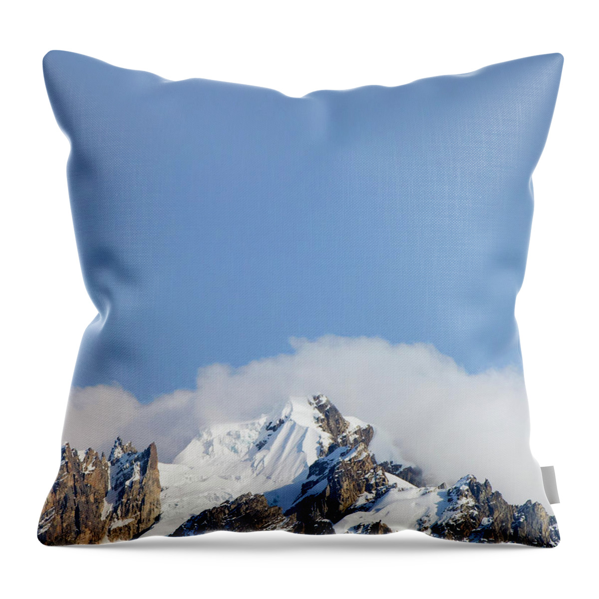 Tranquility Throw Pillow featuring the photograph View Of Snow Cap At Cochayoq, Andes by Cultura Exclusive/karen Fox