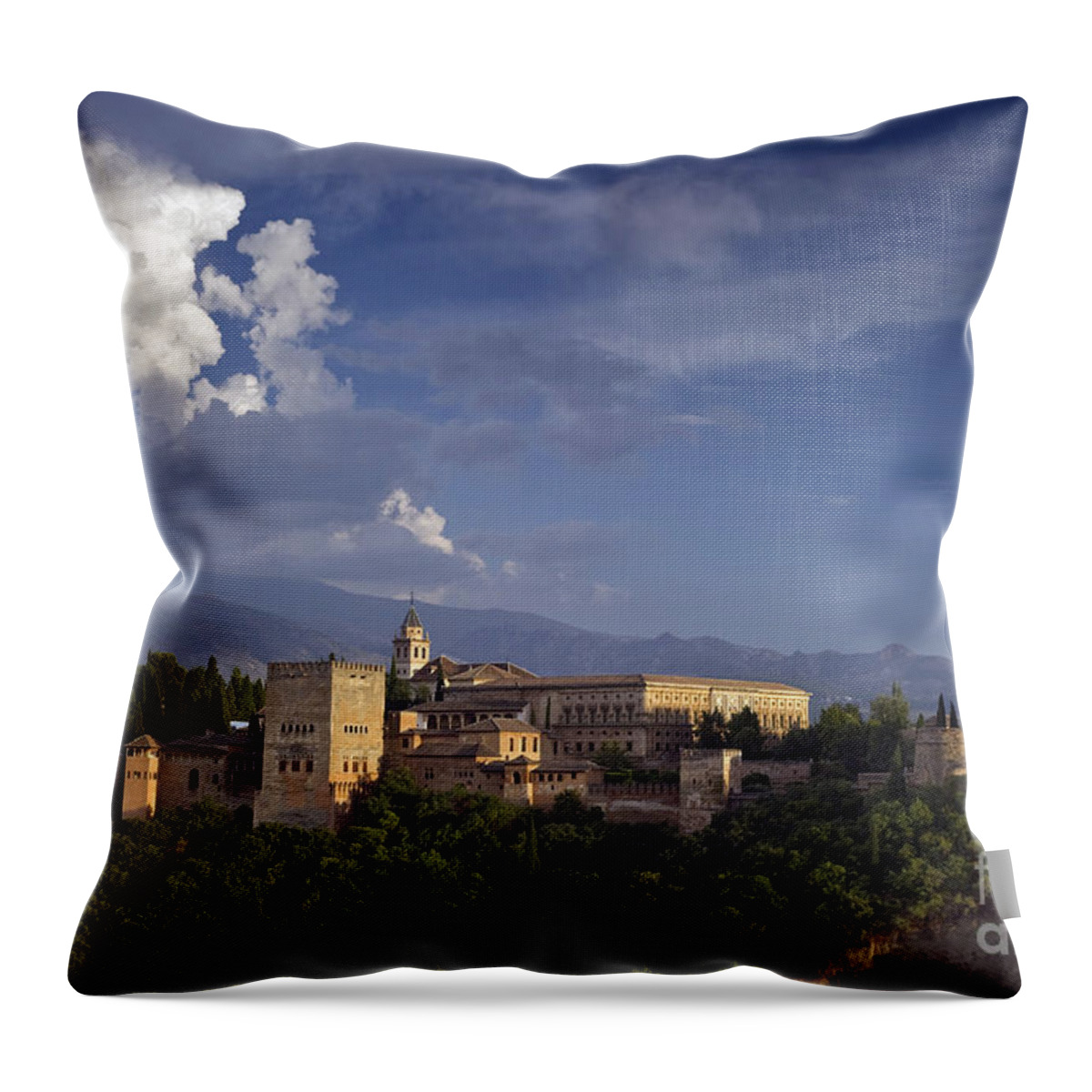 Spain Throw Pillow featuring the photograph View Of The Alhambra, Granada, Spain by 