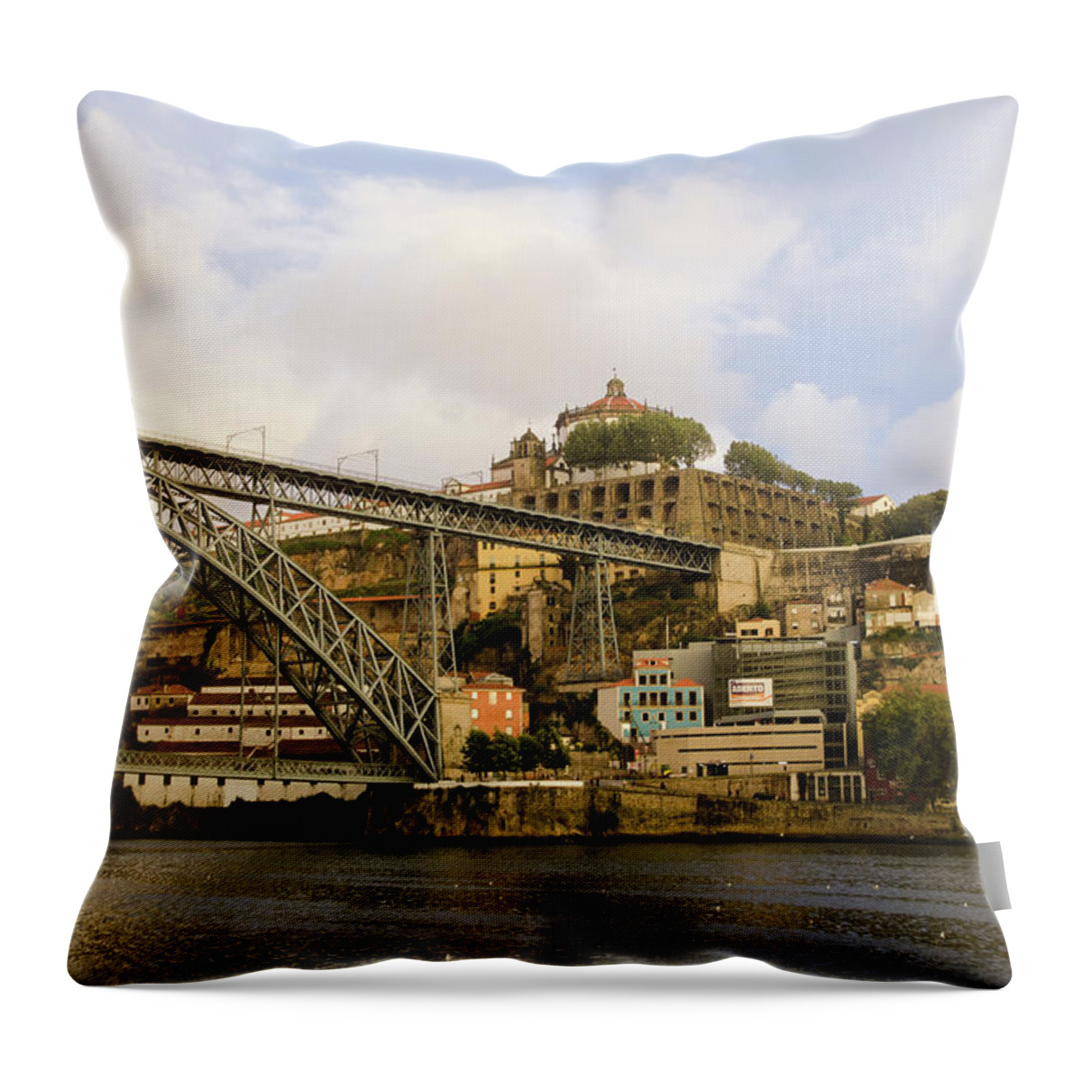 Tranquility Throw Pillow featuring the photograph Vila Nova De Gaia And The Douro River by Megan Ahrens