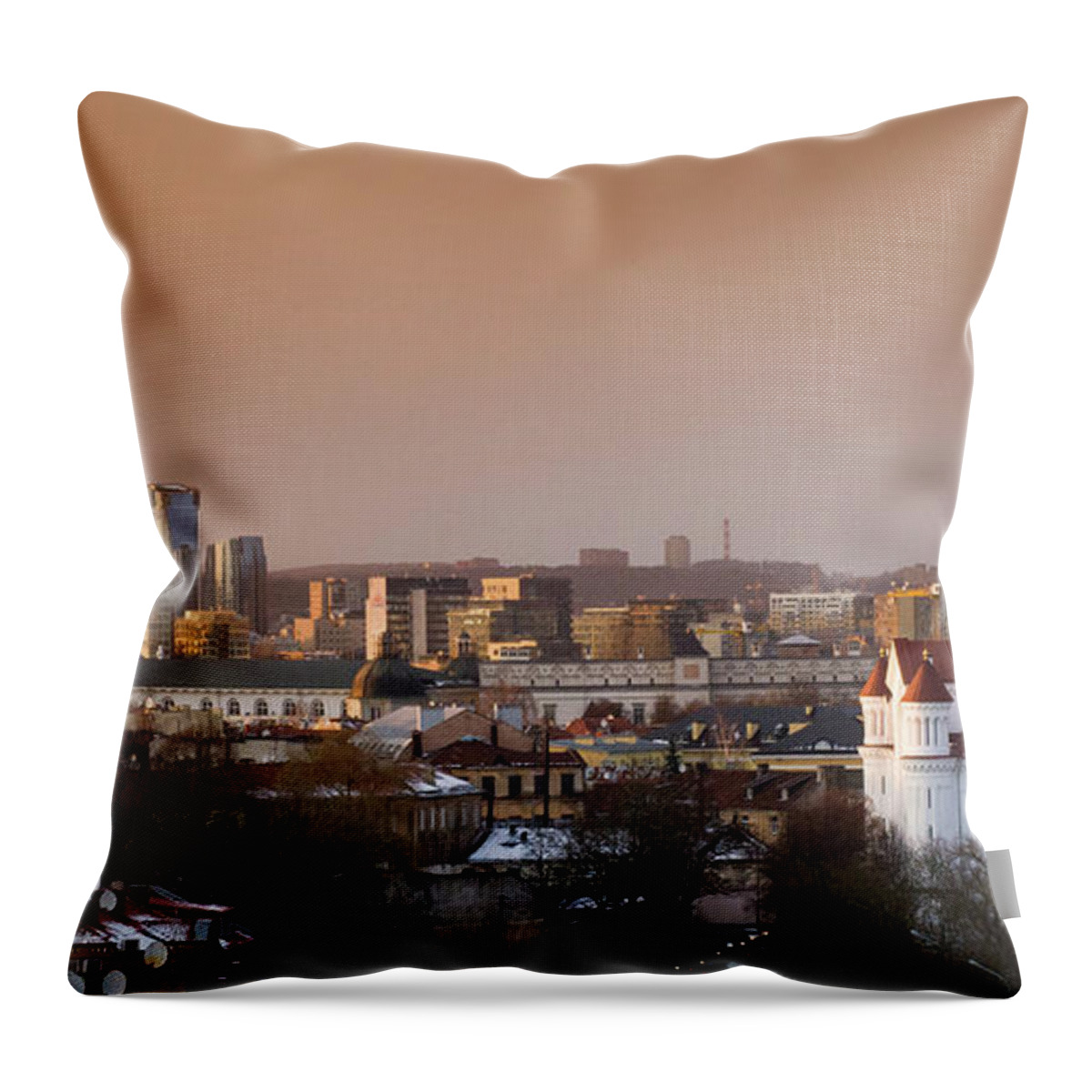Tranquility Throw Pillow featuring the photograph Vilnius Panorama, Lithuania by Daugirdas Tomas Racys
