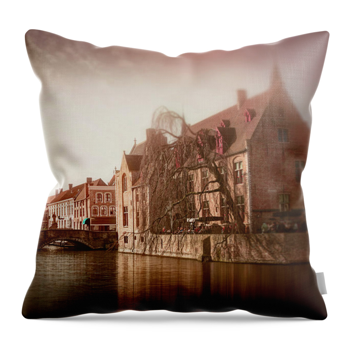 Bruges Throw Pillow featuring the photograph Vintage Bruges Belgium by Carol Japp