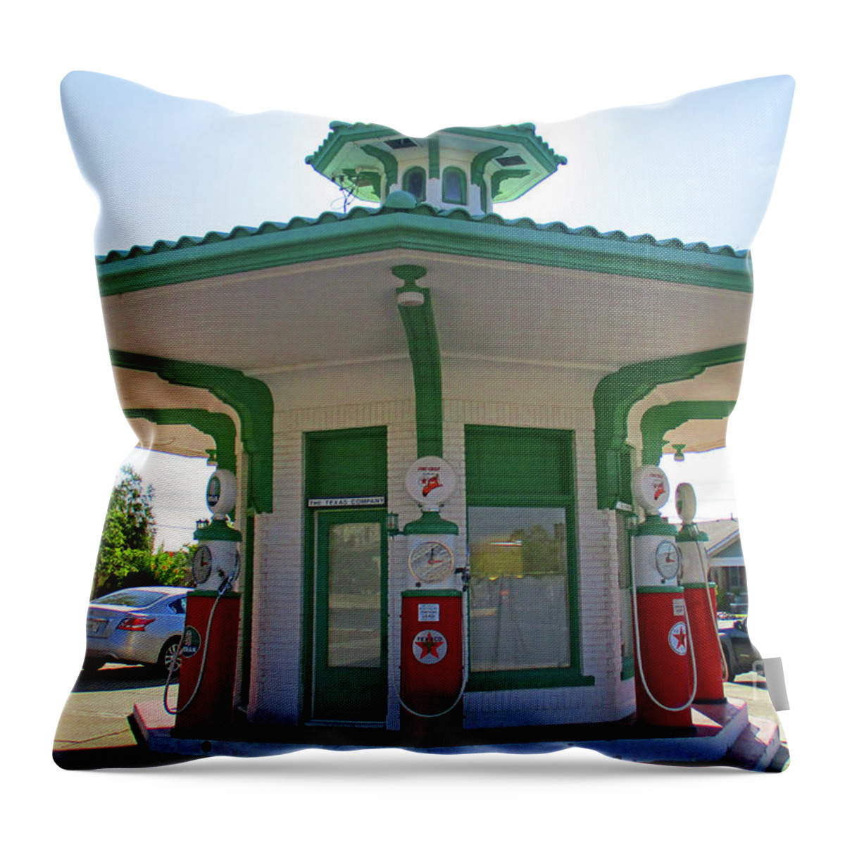 El Paso Throw Pillow featuring the photograph Vintage El Paso Gas Station 1 by Randall Weidner