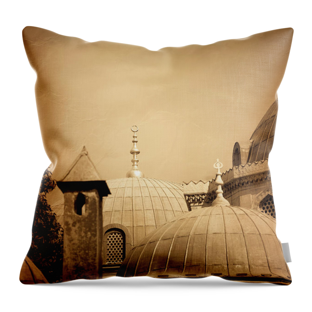 Istanbul Throw Pillow featuring the photograph Vintage Hagia Sophia Mosque by Pixedeli
