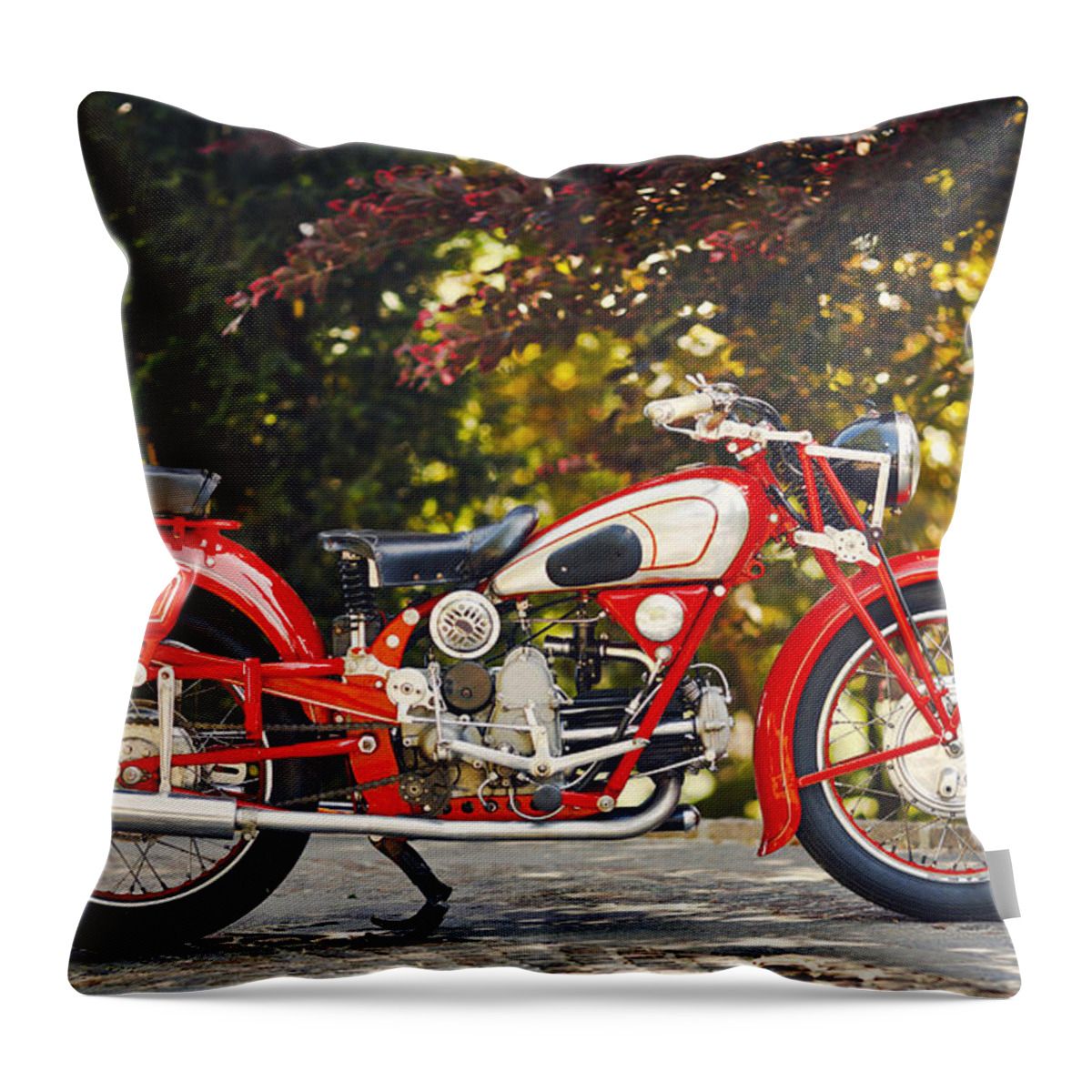 Engine Throw Pillow featuring the photograph Vintage Italian Motorcycle by Thepalmer