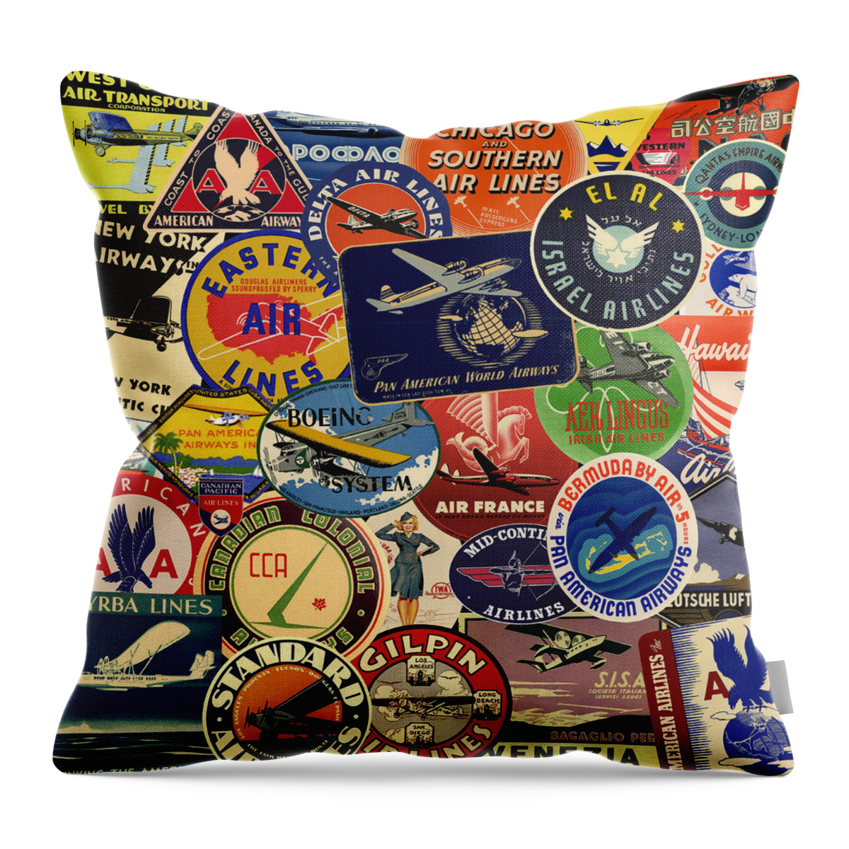 Vintage Luggage Labels.luggage Labels Throw Pillow featuring the photograph Vintage Luggage Labels 1 by Andrew Fare