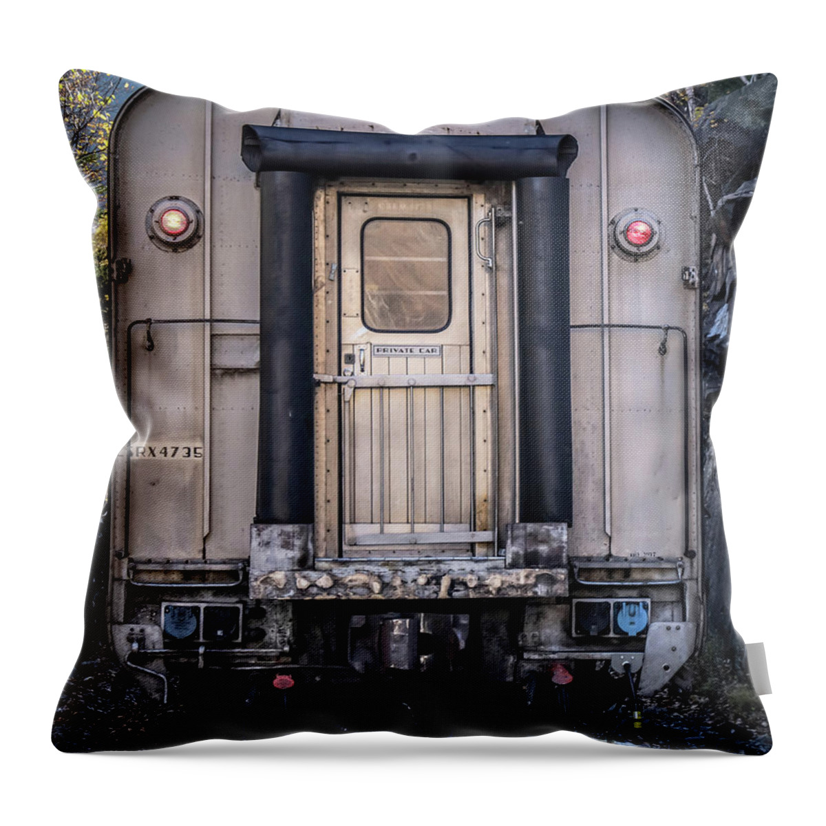 Train Throw Pillow featuring the photograph Vintage Passenger Car Conway Scene Railroad by Edward Fielding