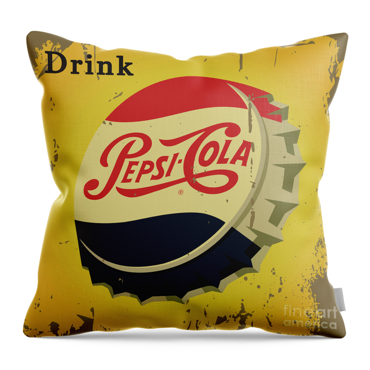 Pepsi Throw Pillow featuring the digital art Vintage Pepsi Cola advertising signboard 01 by Bobbi Freelance