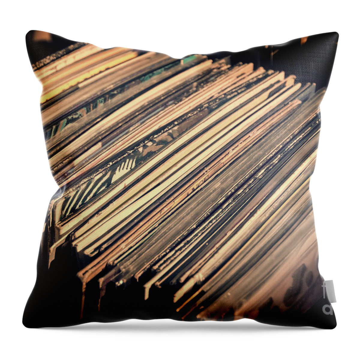 Music Throw Pillow featuring the photograph Vinyl records by Delphimages Photo Creations