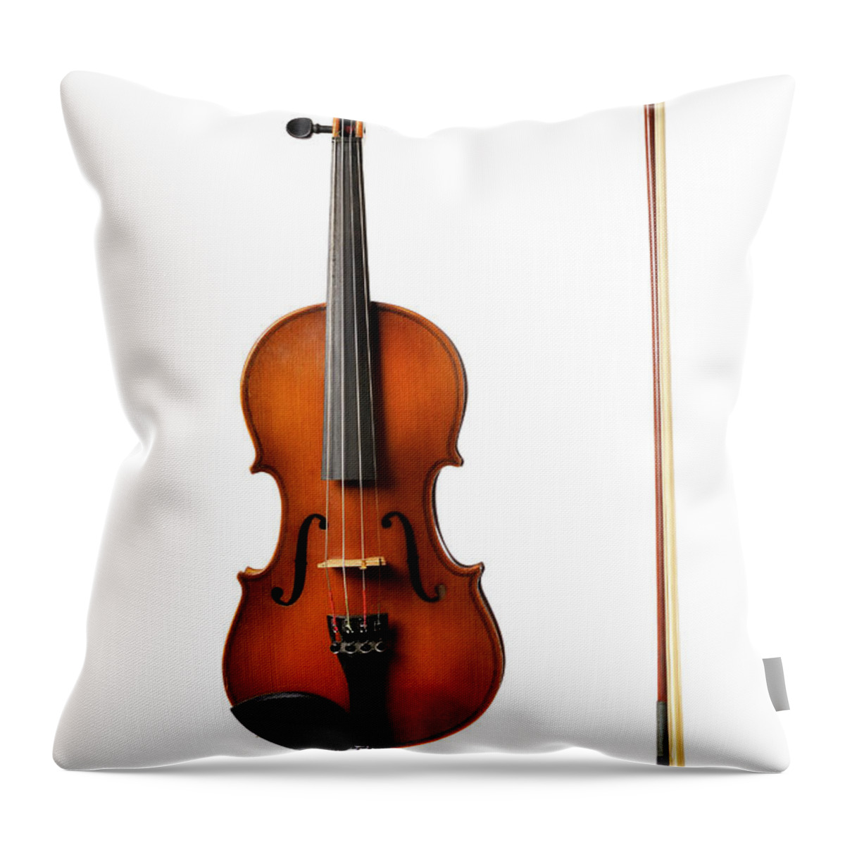 Art Throw Pillow featuring the photograph Violin On White by Sjo