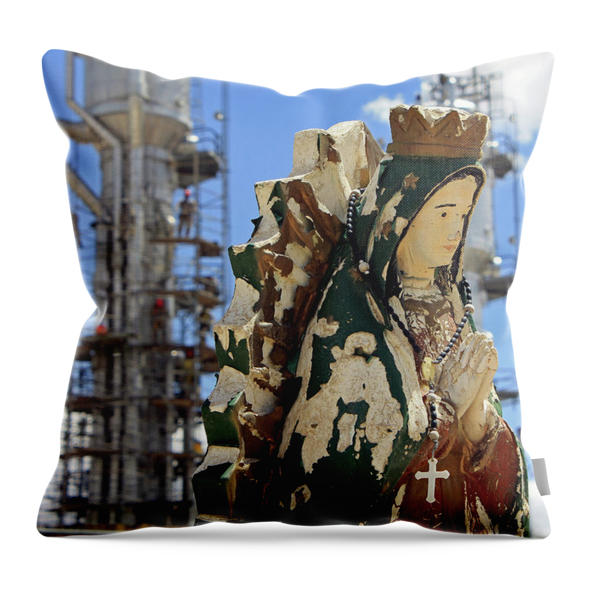 Landscape Throw Pillow featuring the photograph Virgen and the Distillation Towers by Jonathan Thompson