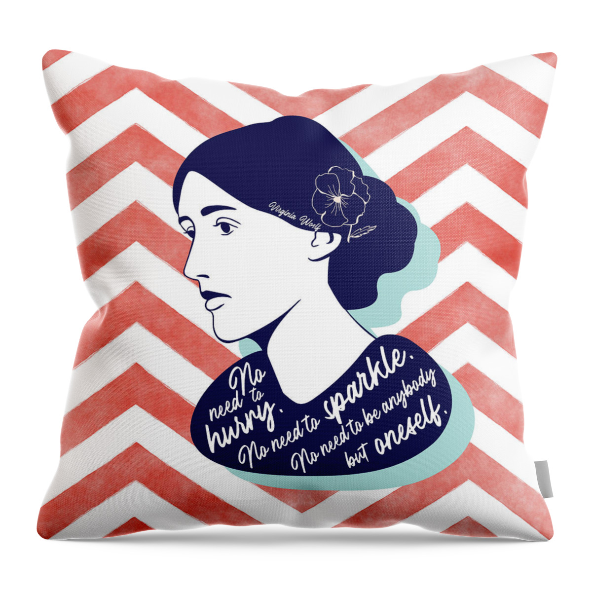 Virginia Wolf Throw Pillow featuring the digital art Virginia Woolf Graphic Quote by Ink Well