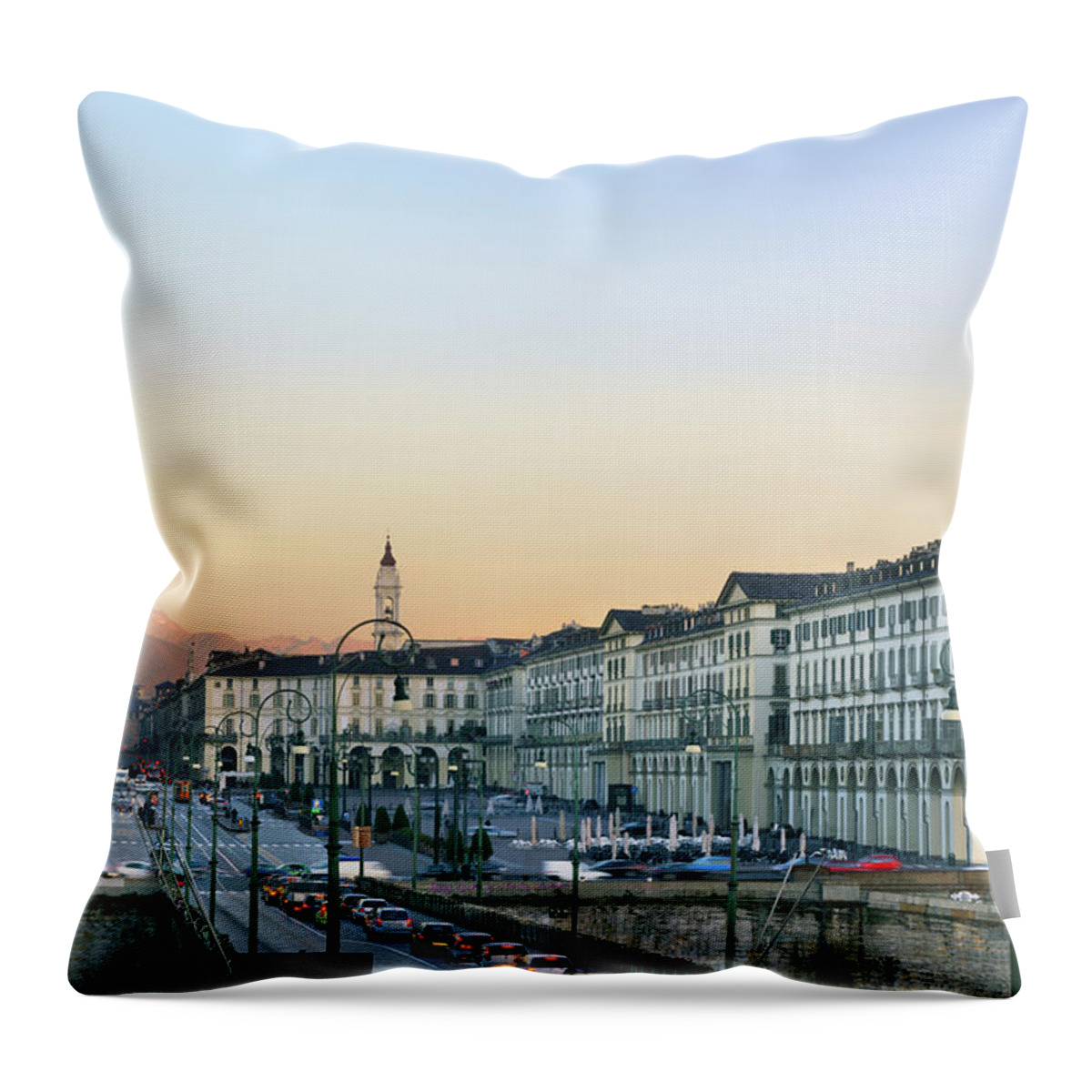 Blurred Motion Throw Pillow featuring the photograph Vittorio Emanuele Square, Mole by Darioegidi