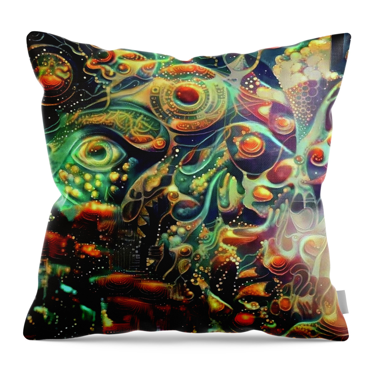 Abstract Throw Pillow featuring the digital art Vivid Masquerade by Bruce Rolff