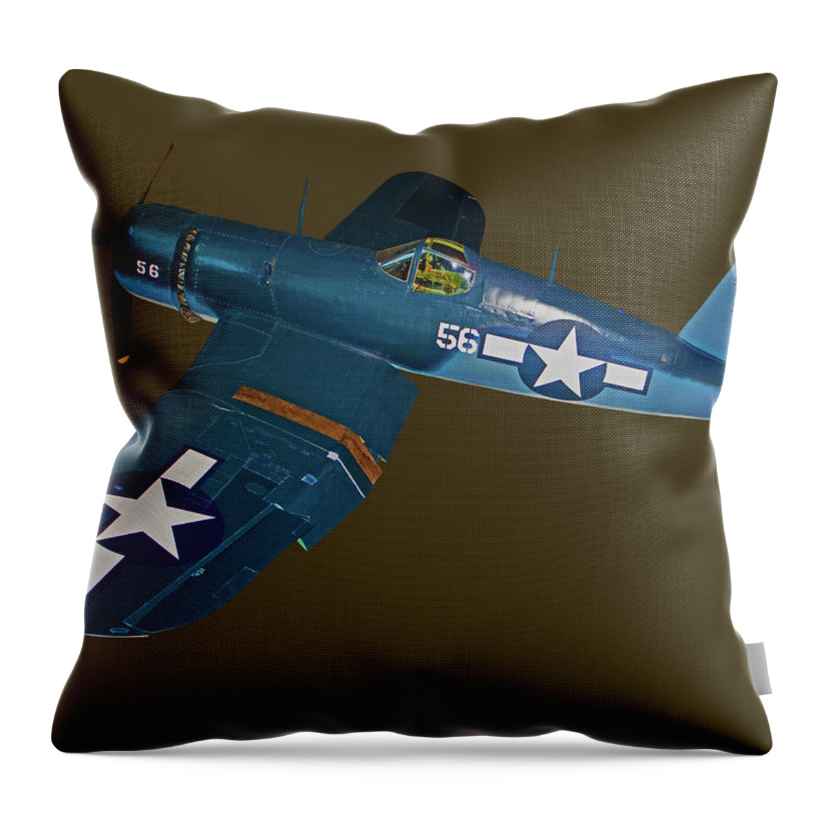 Aerospace Science Throw Pillow featuring the photograph Vought F4u Corsair American Fighter by Millard H. Sharp