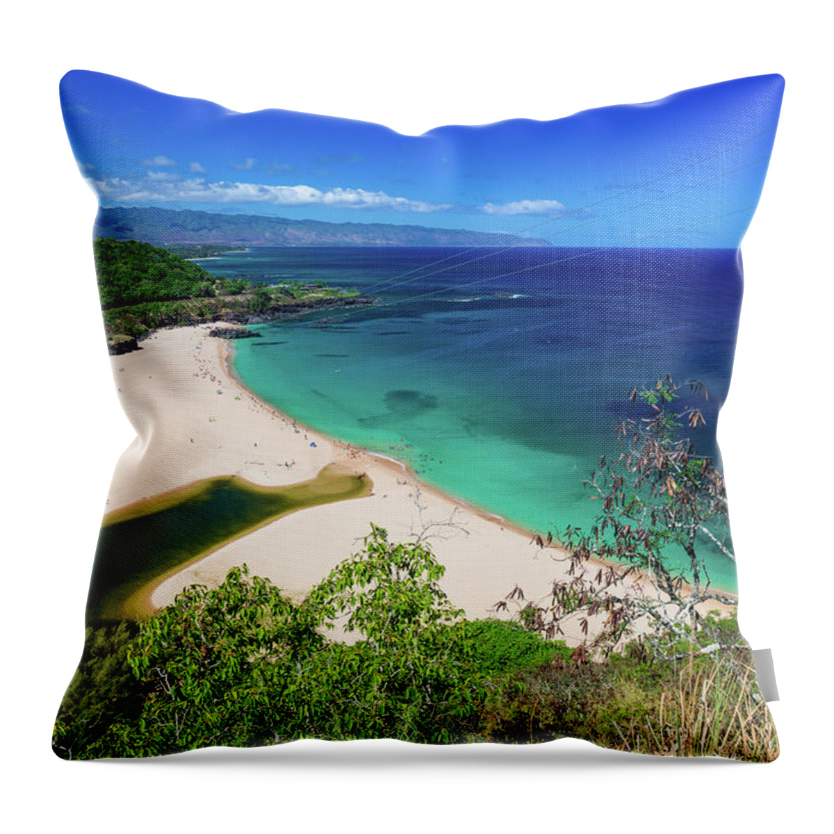 Tranquility Throw Pillow featuring the photograph Waimea Bay Overlook by J. Andruckow