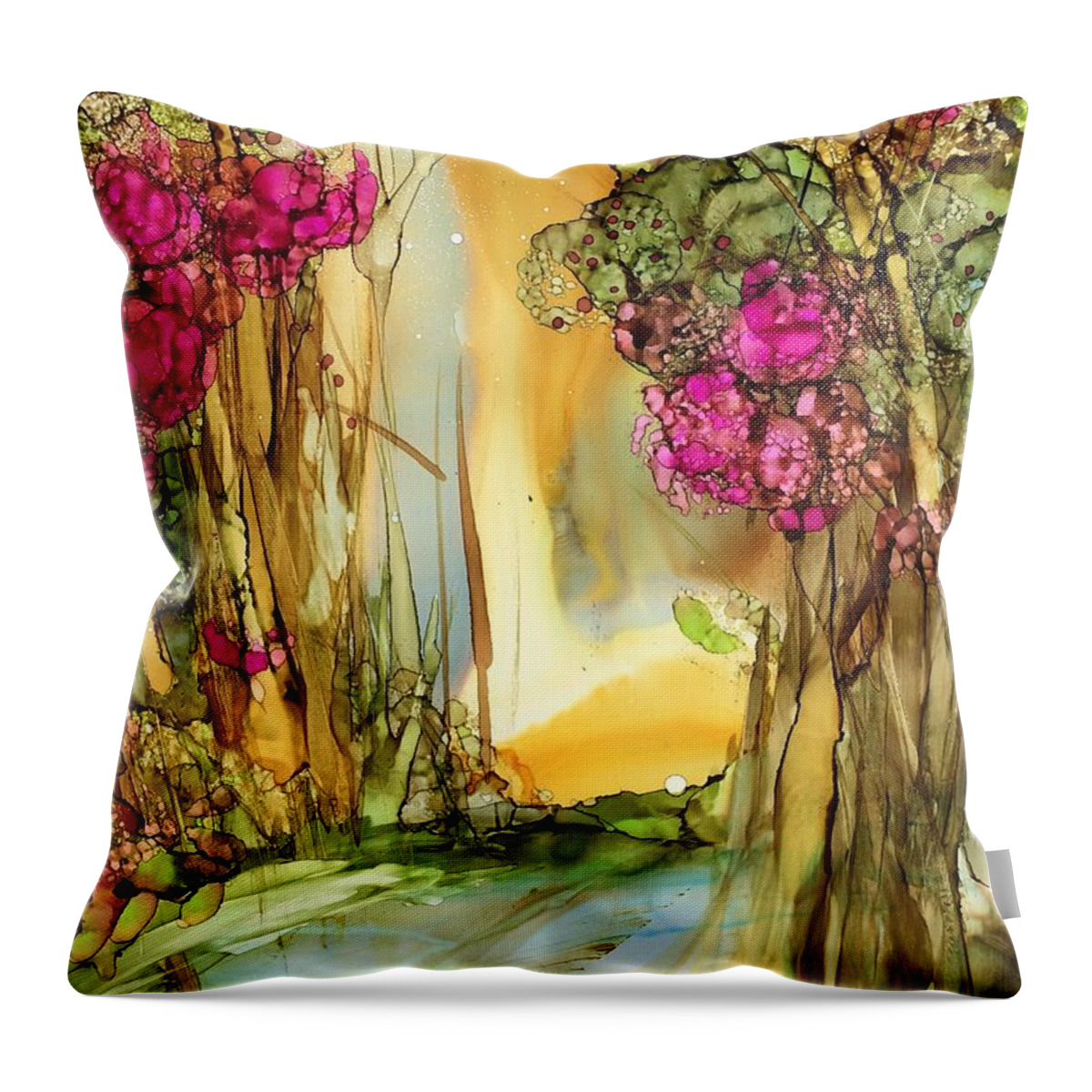 Landscape Throw Pillow featuring the painting Walk This Way by Bonny Butler