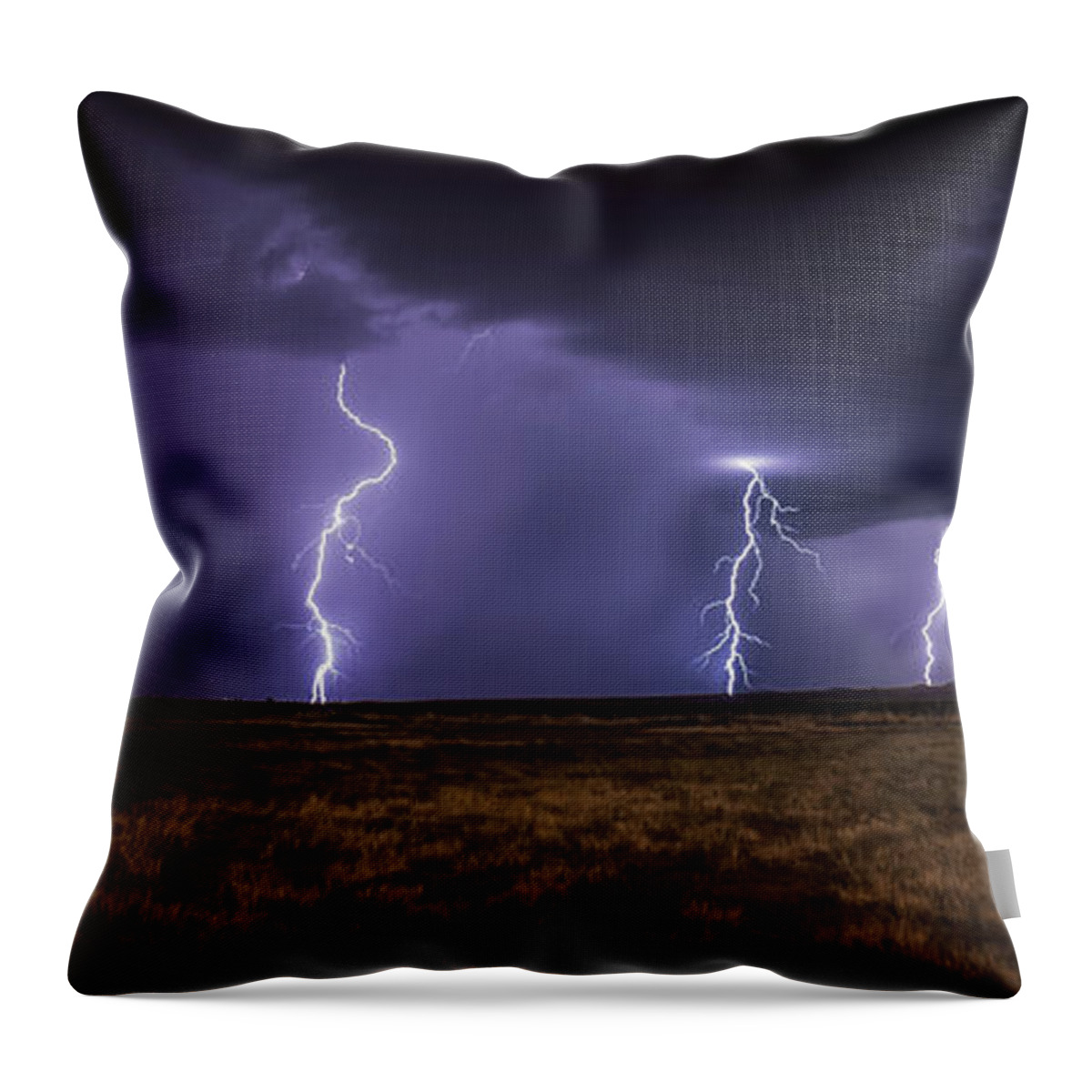 Lightning Throw Pillow featuring the photograph Walking the Line by Aaron Burrows