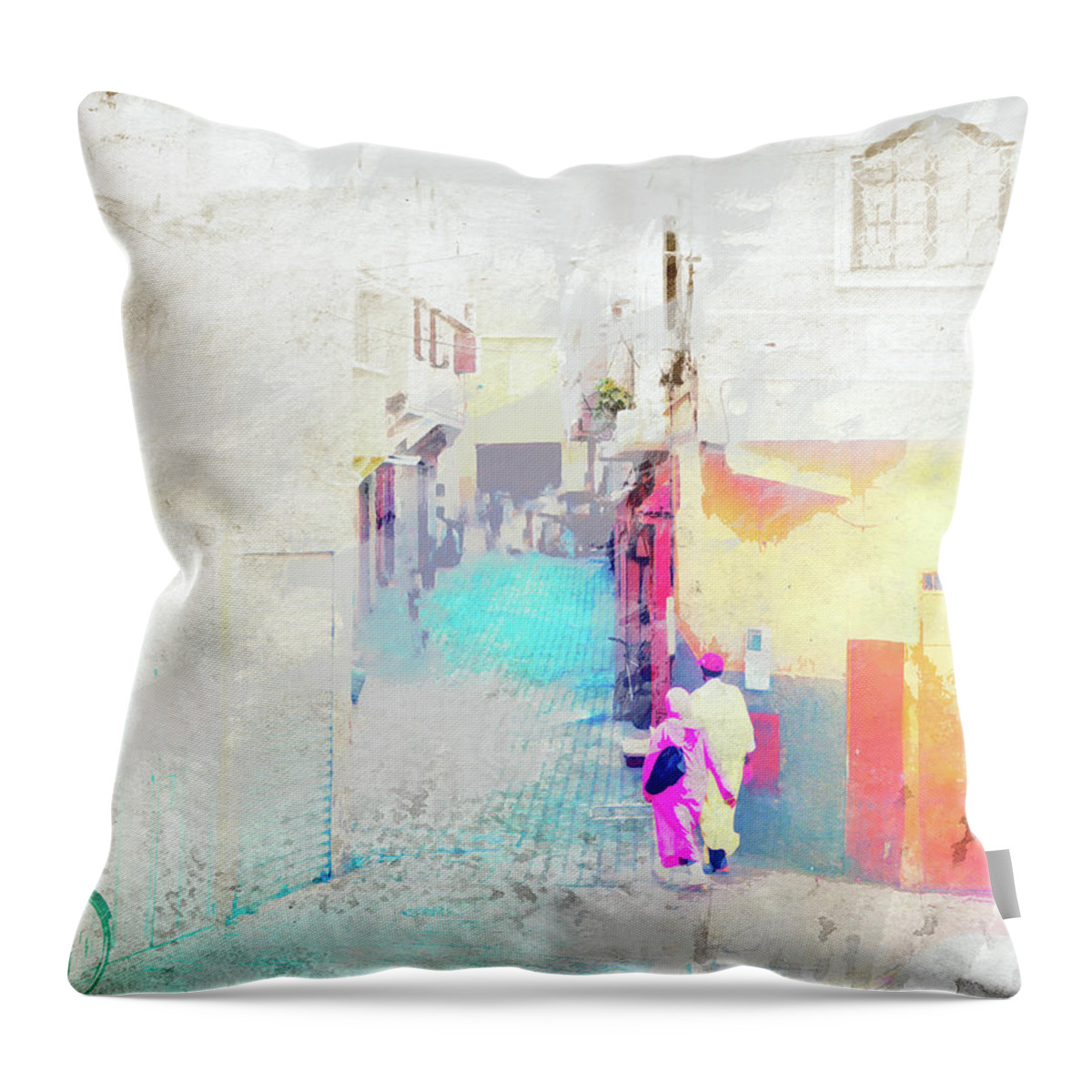 Woman Throw Pillow featuring the digital art Walking through Morocco by Gabi Hampe