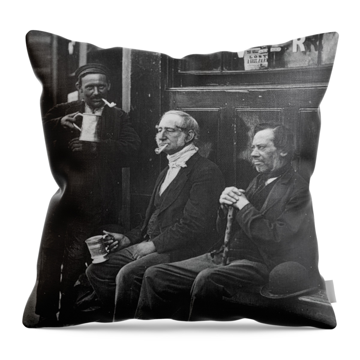 19th Century Throw Pillow featuring the photograph Wall Workers, C.1877 by John Thomson