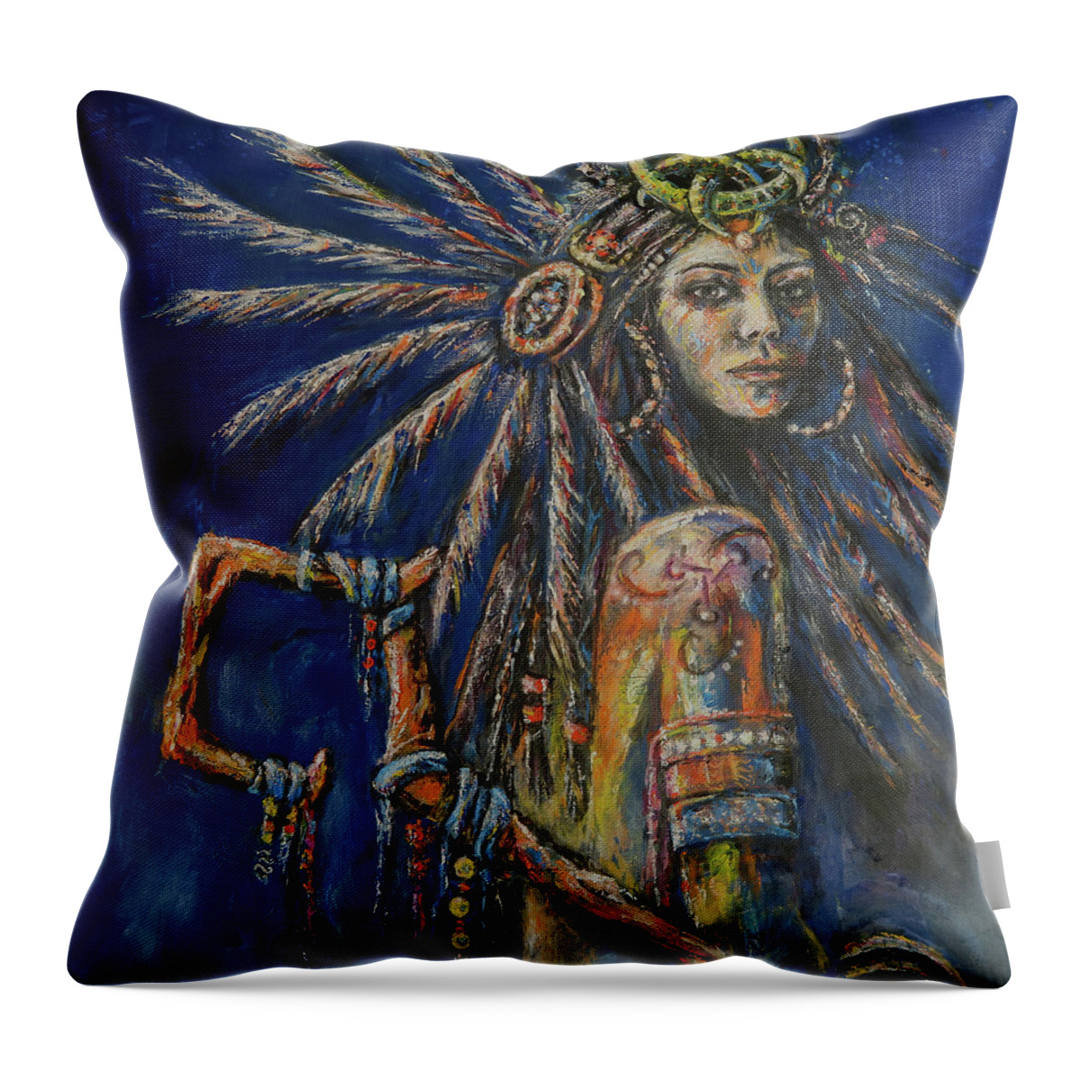 Zoe Oakley Throw Pillow featuring the painting Warrior Priestess by Zoe Oakley