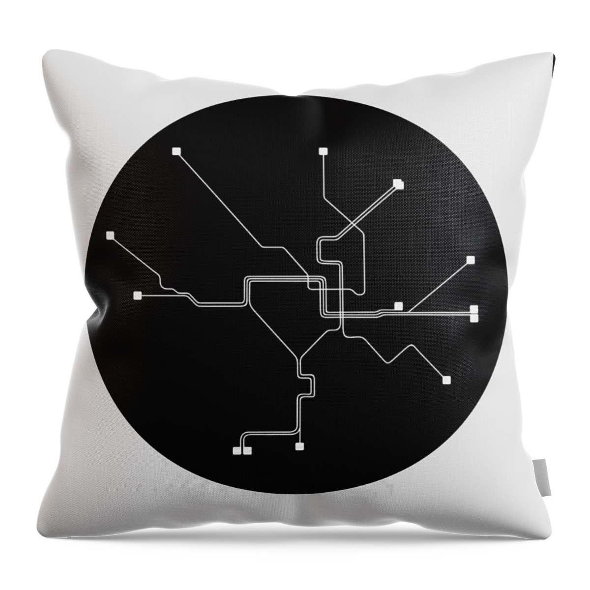 Washington D.c. Throw Pillow featuring the digital art Washington D.C. Black Subway Map by Naxart Studio