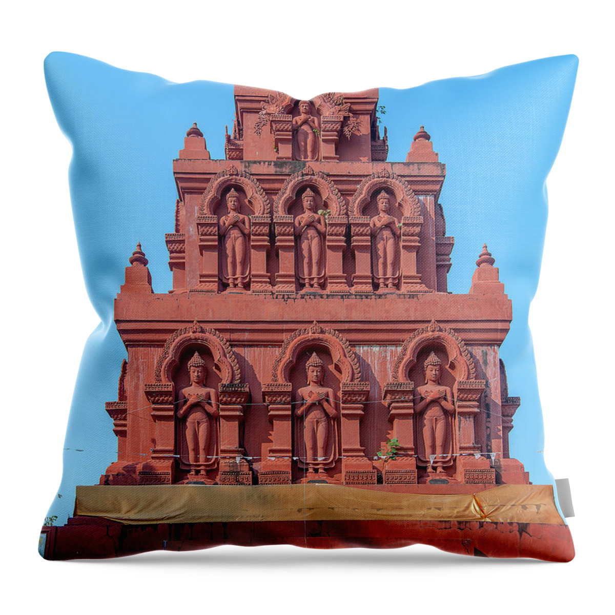 Scenic Throw Pillow featuring the photograph Wat Pa Chedi Liam Phra Chedi Liam Buddha Images DTHCM2673 by Gerry Gantt