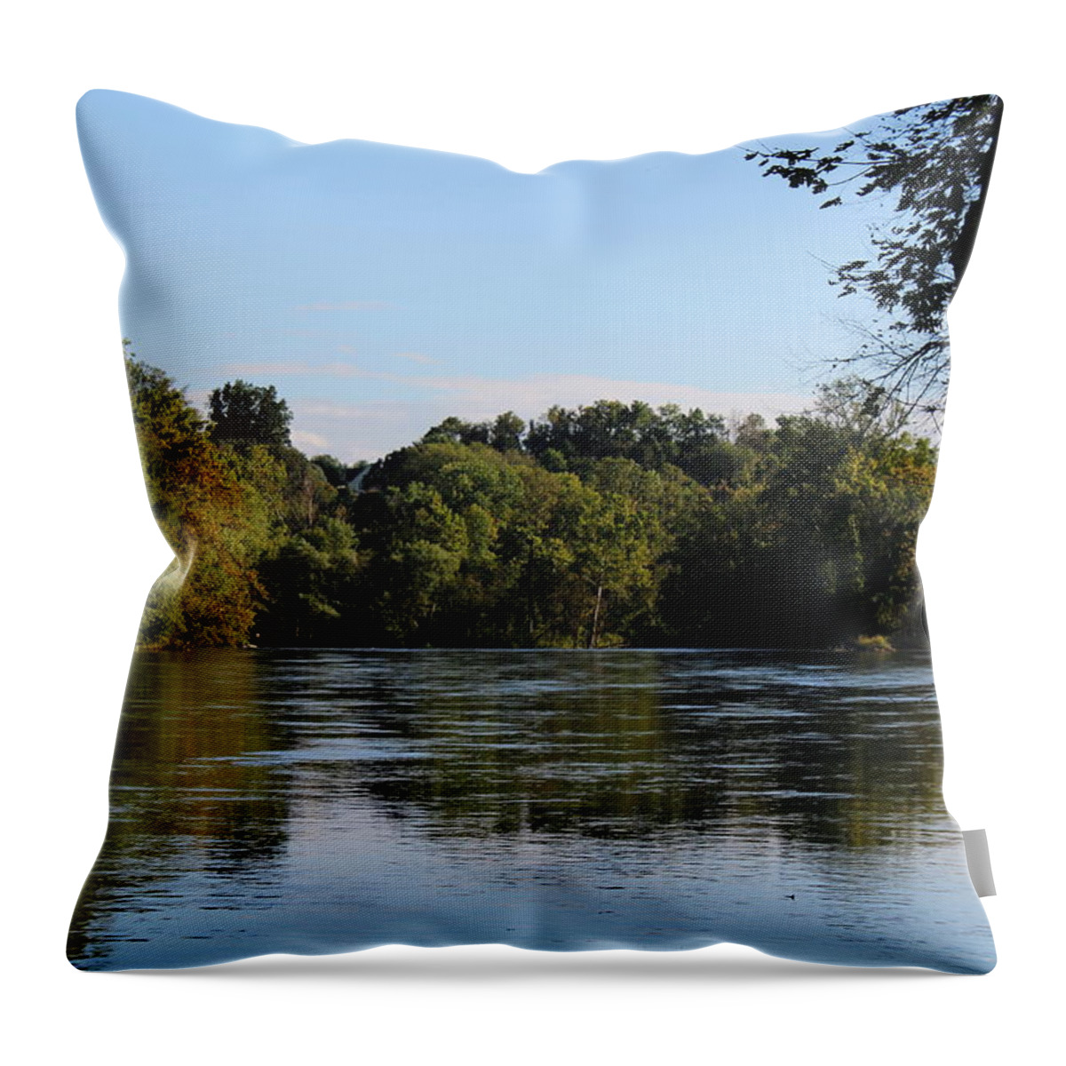 River Throw Pillow featuring the photograph Watauga River from Meridith Farm by Cynthia Clark