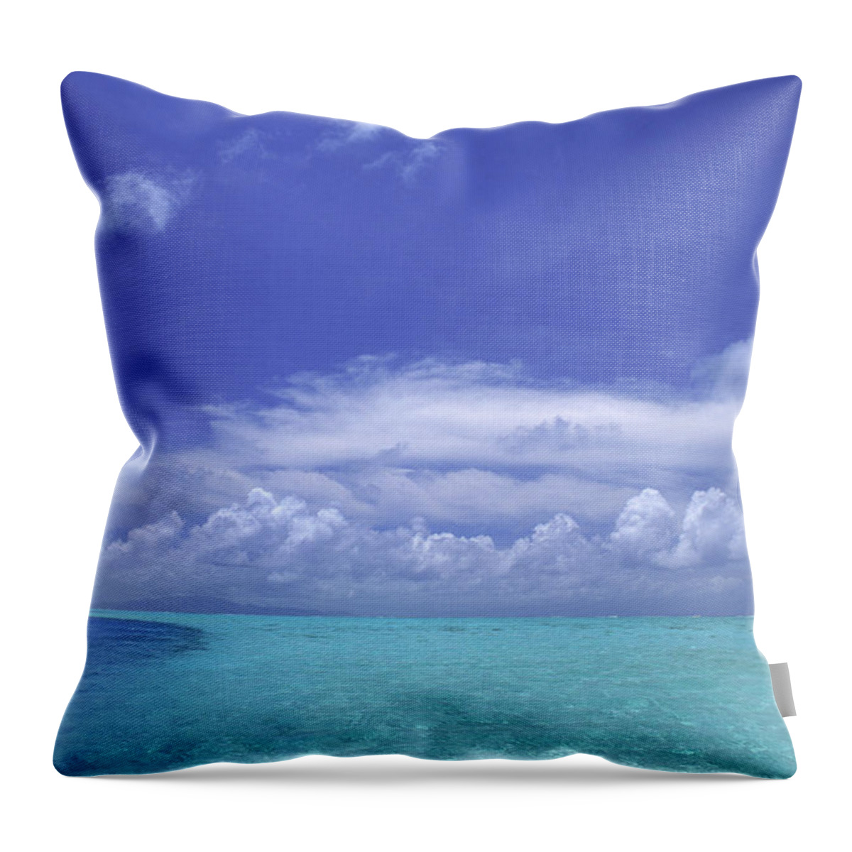 Tranquility Throw Pillow featuring the photograph Water And Sky, Bora Bora, Pacific by Mitch Diamond