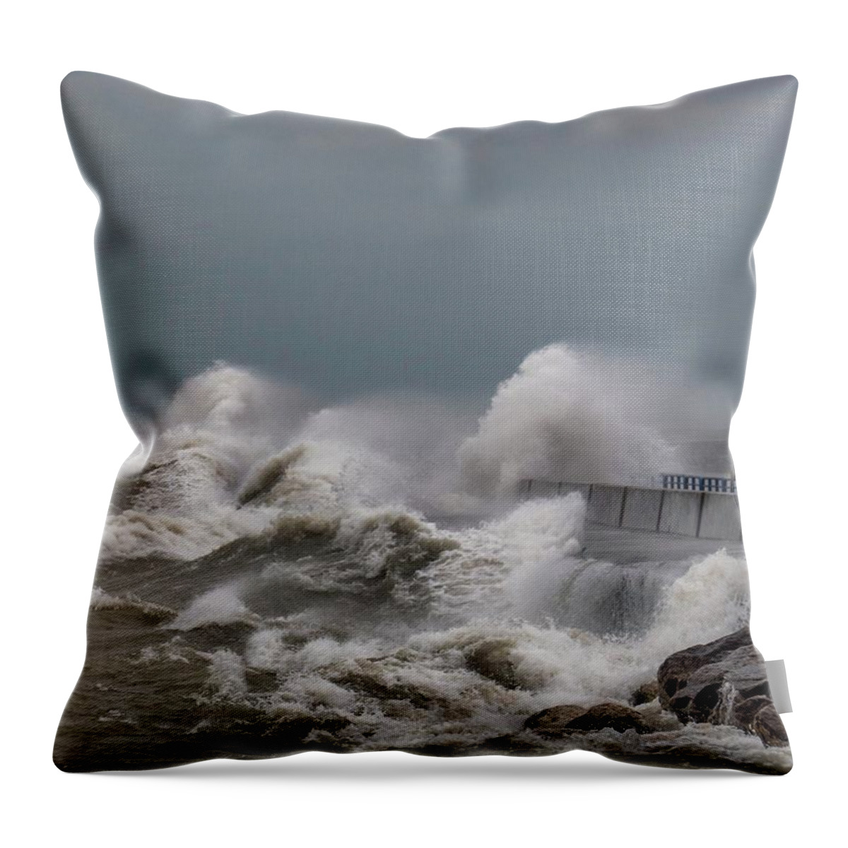 Government Pier Throw Pillow featuring the photograph Water Power by Kristine Hinrichs