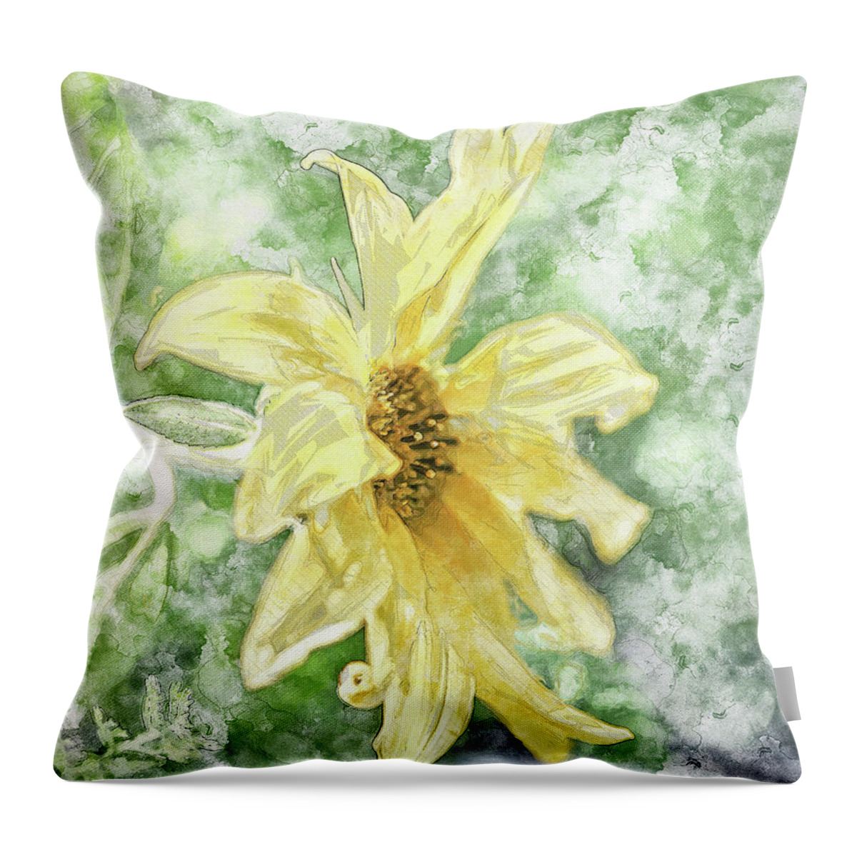 Flower Throw Pillow featuring the photograph Watercolor Sunshine I by Jennifer Grossnickle