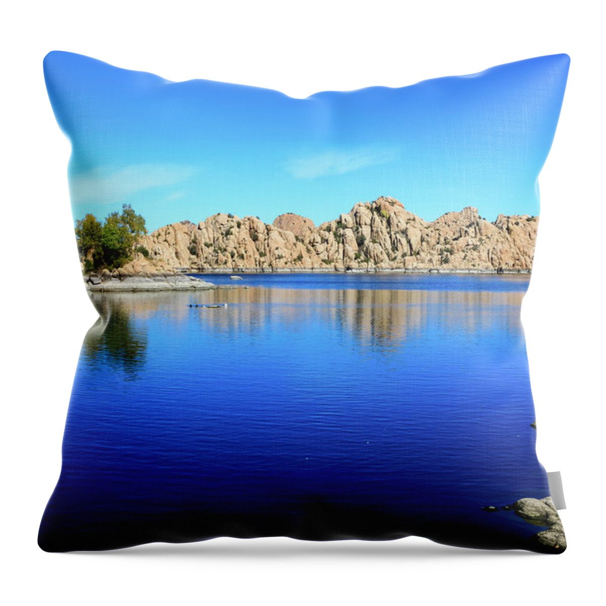 Arizona Throw Pillow featuring the photograph Watson Lake and Rock Formations by Dawn Richards