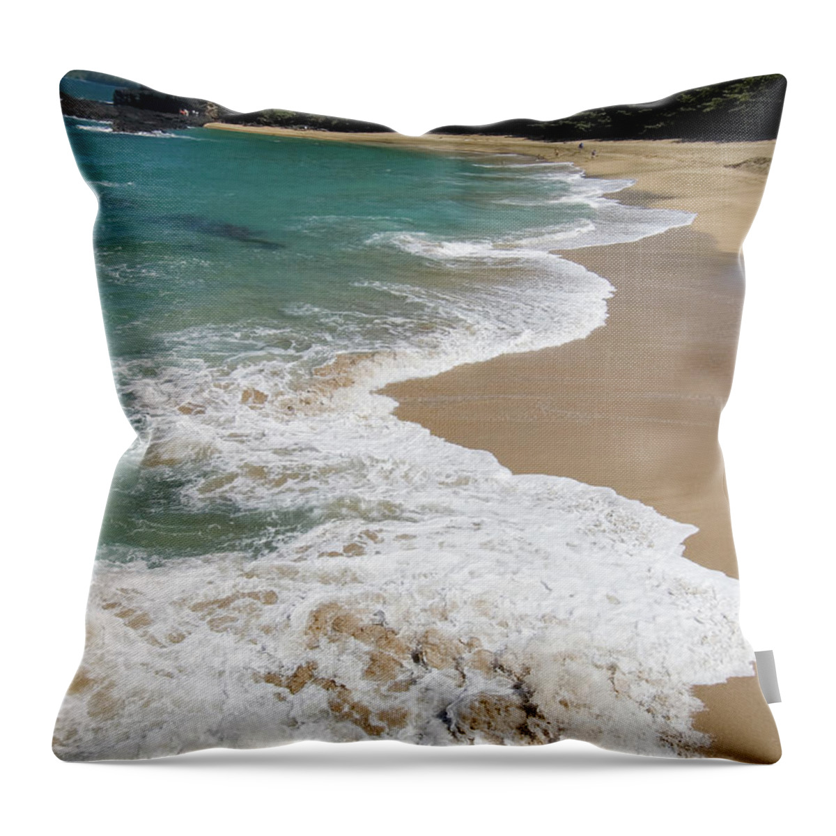 Scenics Throw Pillow featuring the photograph Wave Breaking On Lumahai Beach by John Elk