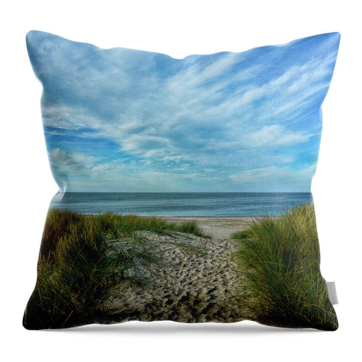 Horizon Over Water Throw Pillow featuring the photograph Way To The Beach by Joachim G Pinkawa