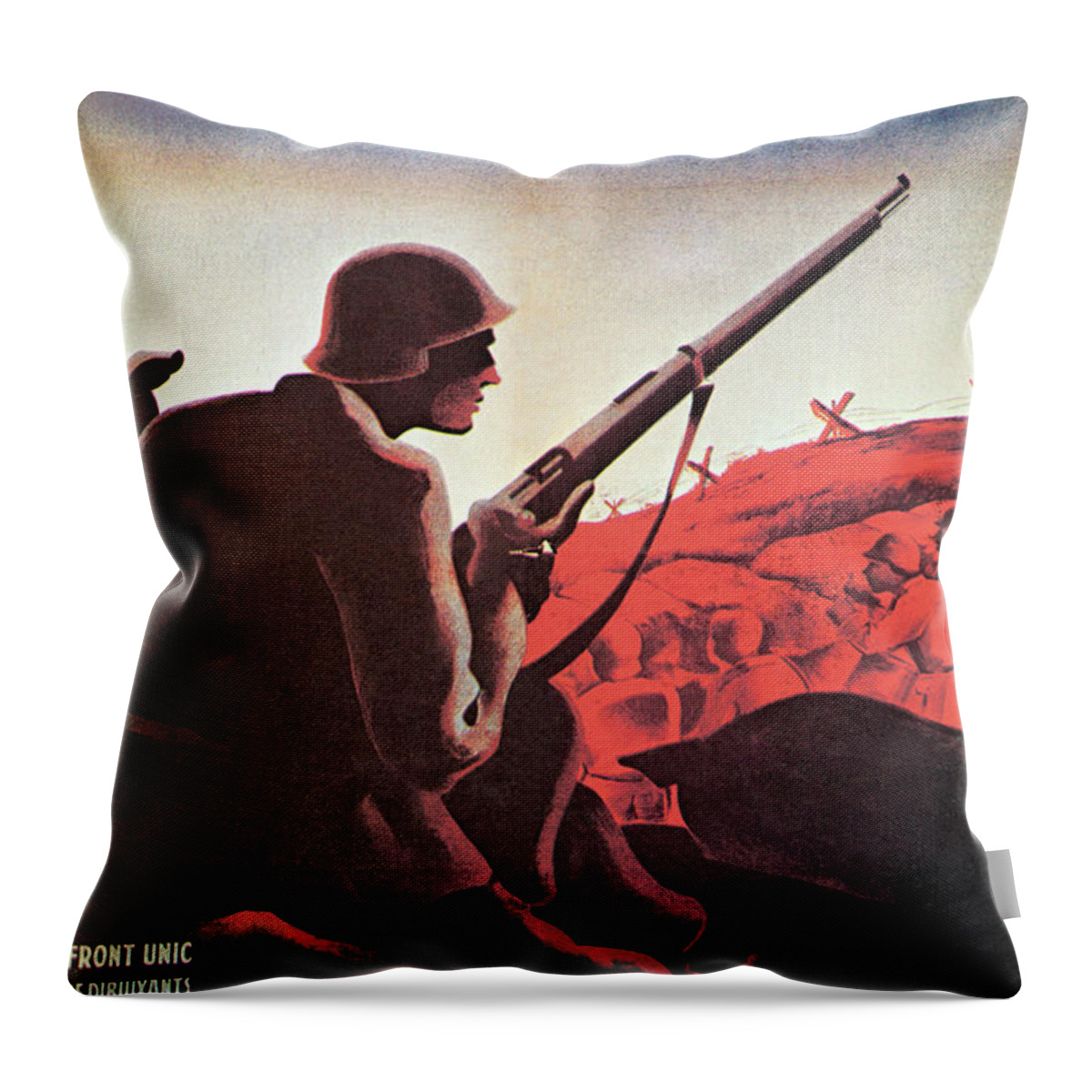 Spain Throw Pillow featuring the painting Week of the Popular Army, Day of the Fighter! by General Union of Workers
