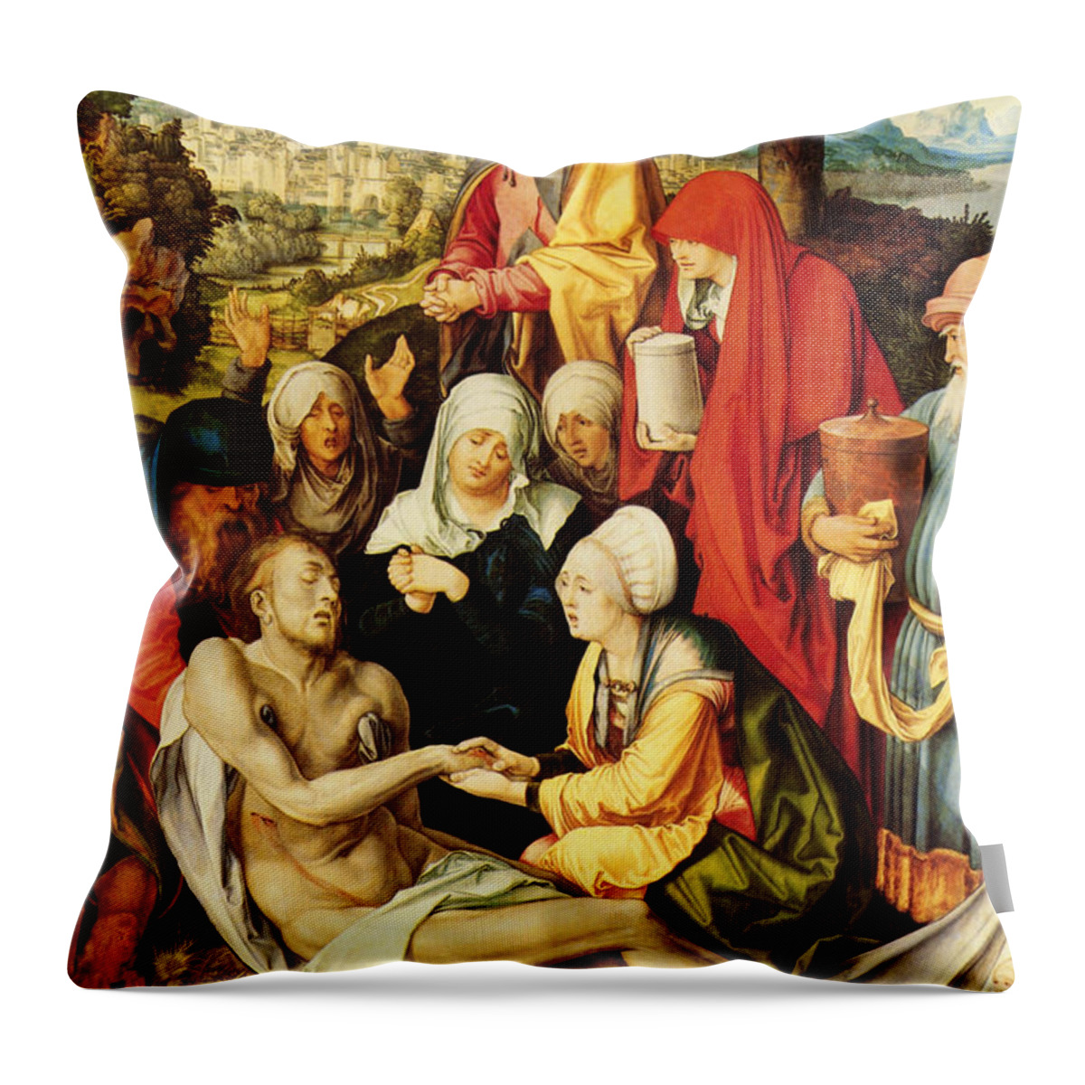 Christ Throw Pillow featuring the painting Weeping for Christ by Albrecht Durer