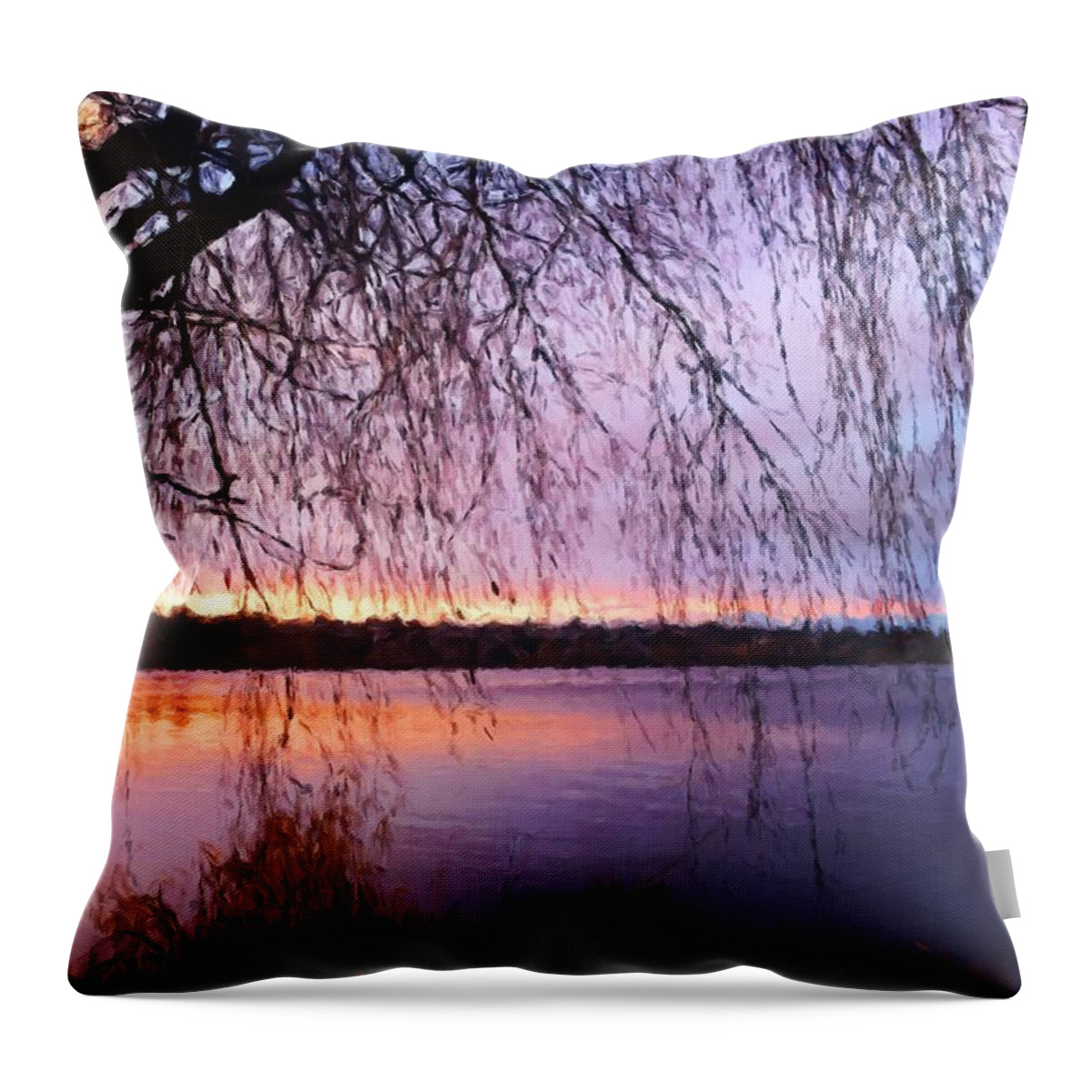 Seattle Throw Pillow featuring the digital art Weeping Tree by Paisley O'Farrell