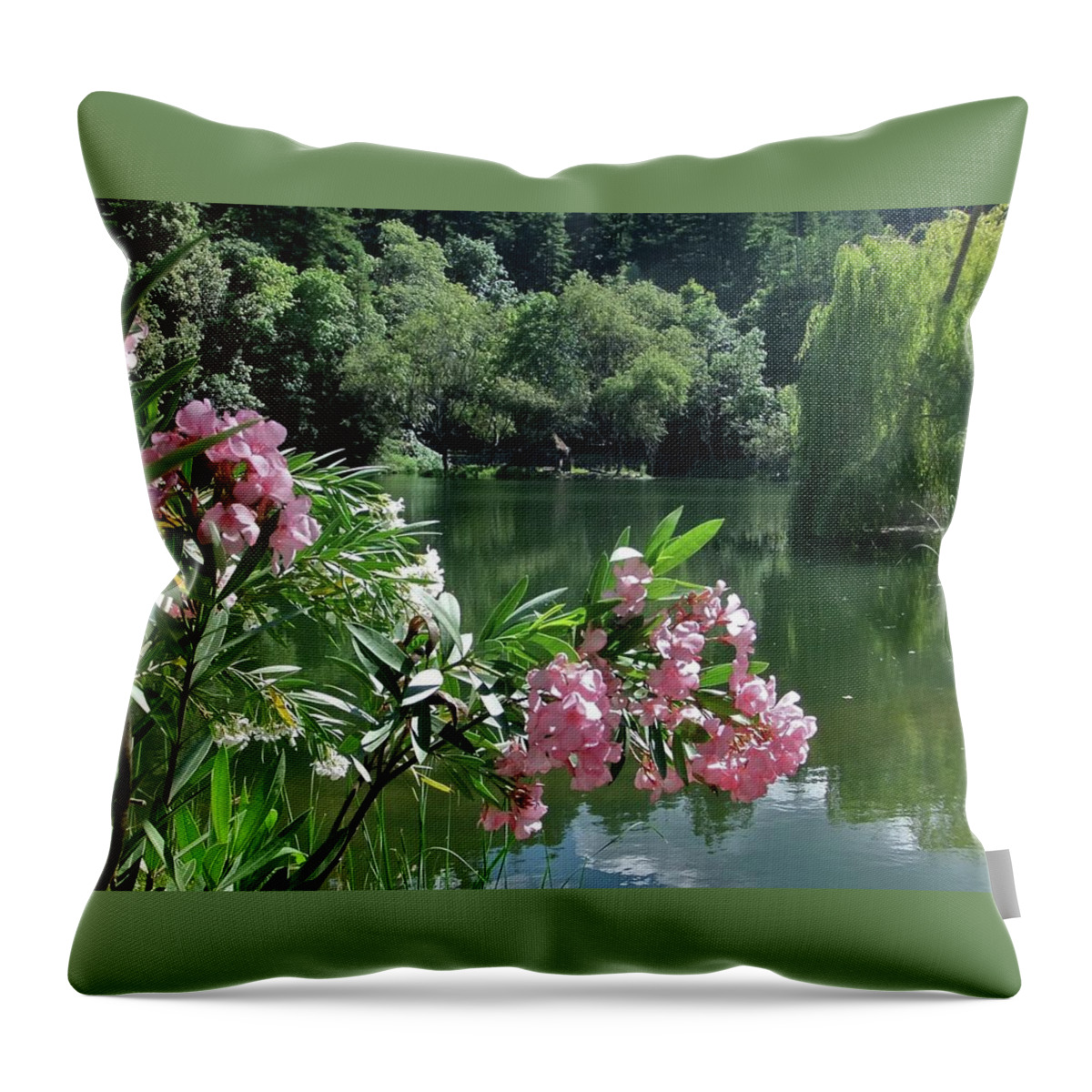 Flowers Throw Pillow featuring the photograph Weeping Willow Pond by Kathy Chism