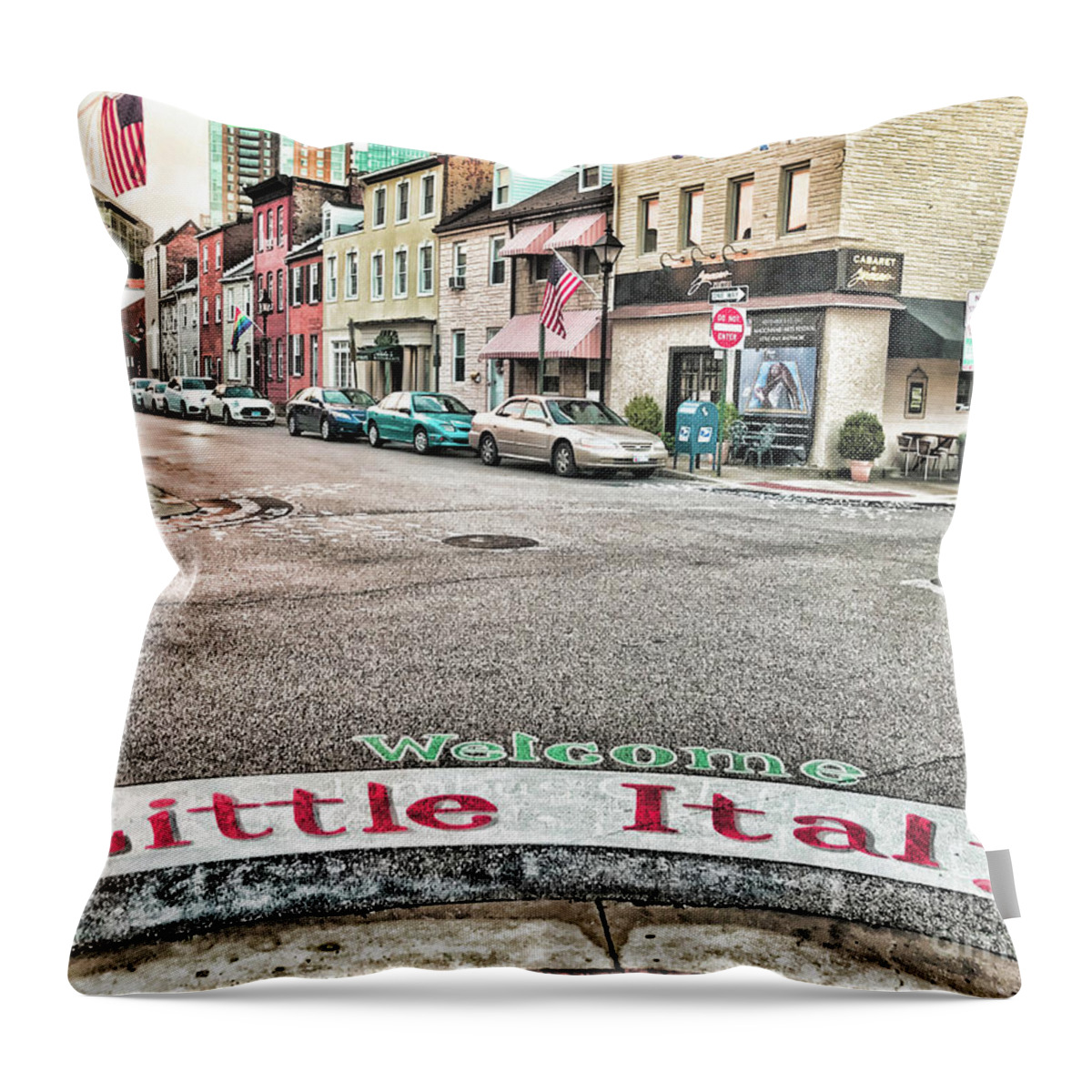 Little Italy Throw Pillow featuring the photograph Welcome to Little Italy by La Dolce Vita