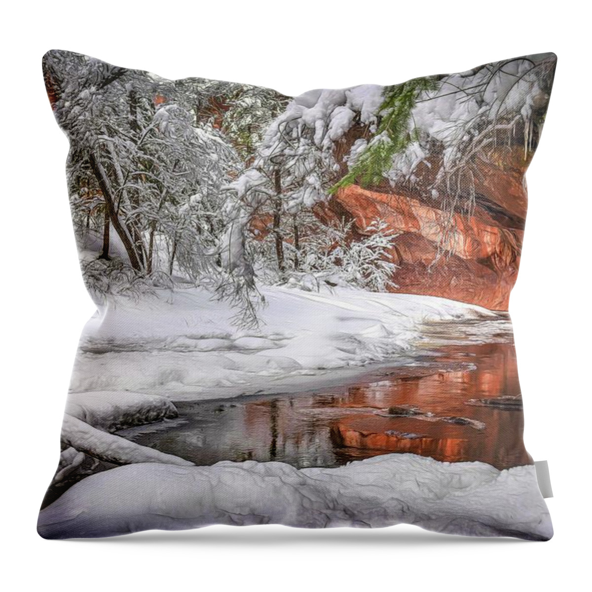 Sedona Throw Pillow featuring the photograph West Fork in Winter by Will Wagner