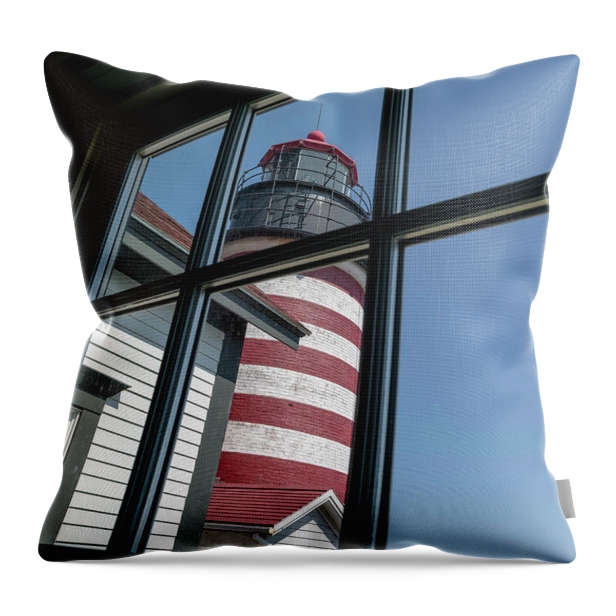 West Quoddy Head Light Throw Pillow featuring the photograph West Quoddy Head Light by Bob Doucette
