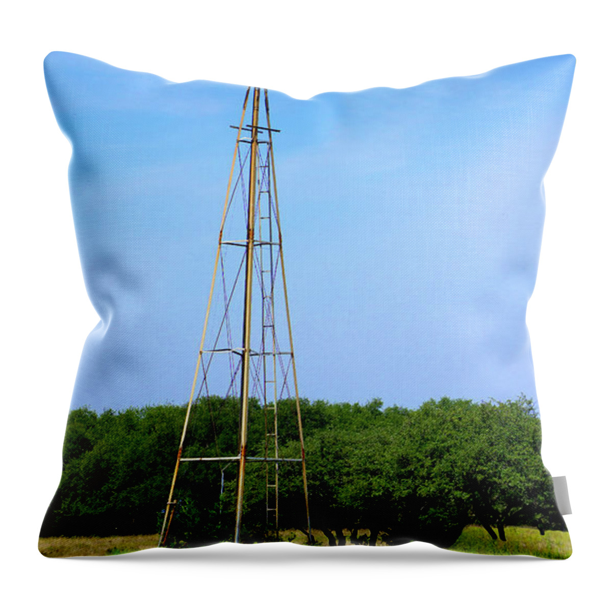 Texas Throw Pillow featuring the photograph West Texas Windmill A9718 by Mas Art Studio