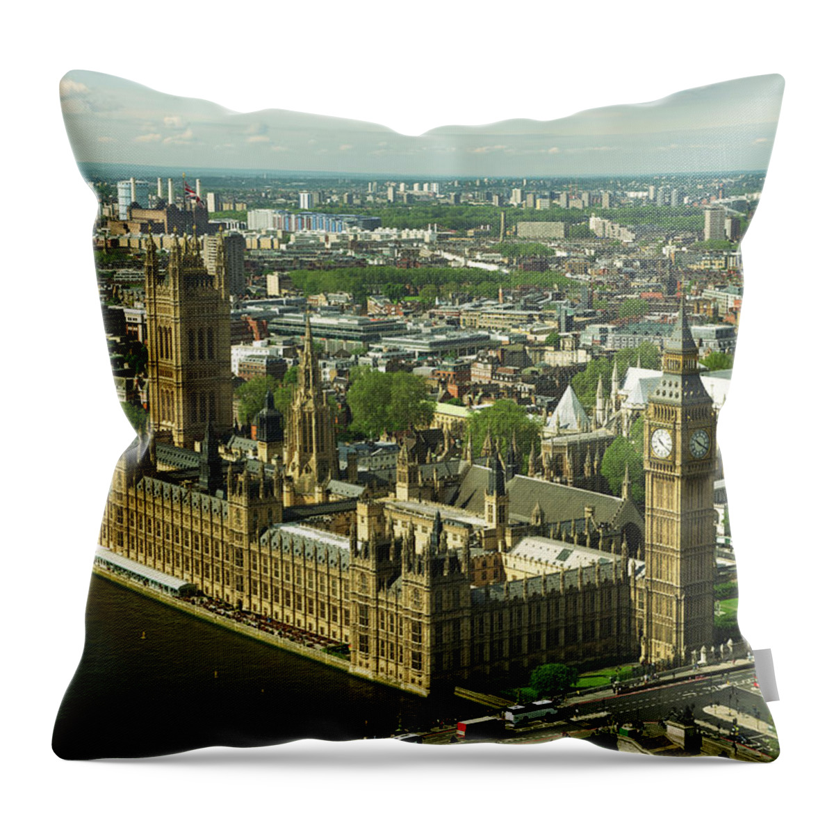 English Culture Throw Pillow featuring the photograph Westminster Palace London Skyline From by Peskymonkey