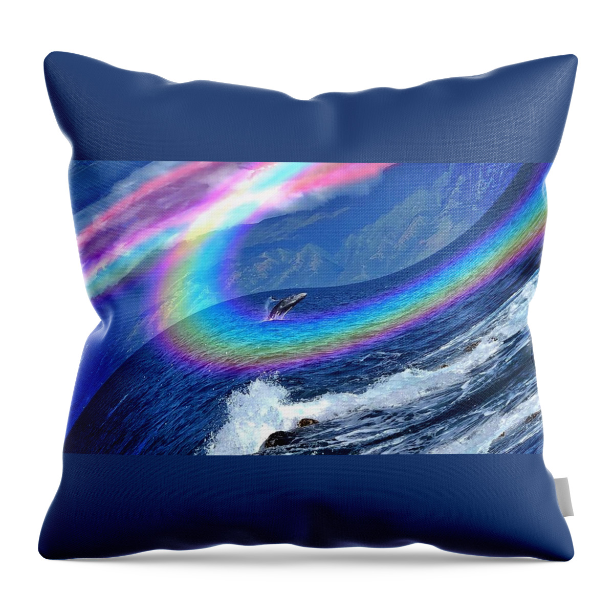 Whale Throw Pillow featuring the digital art Whale Waterfall With Extra Watery Water by Bill King