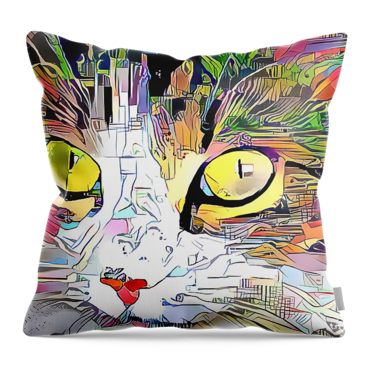 Golden Eyes Throw Pillow featuring the digital art What Big Golden Eyes You Have by Don Northup