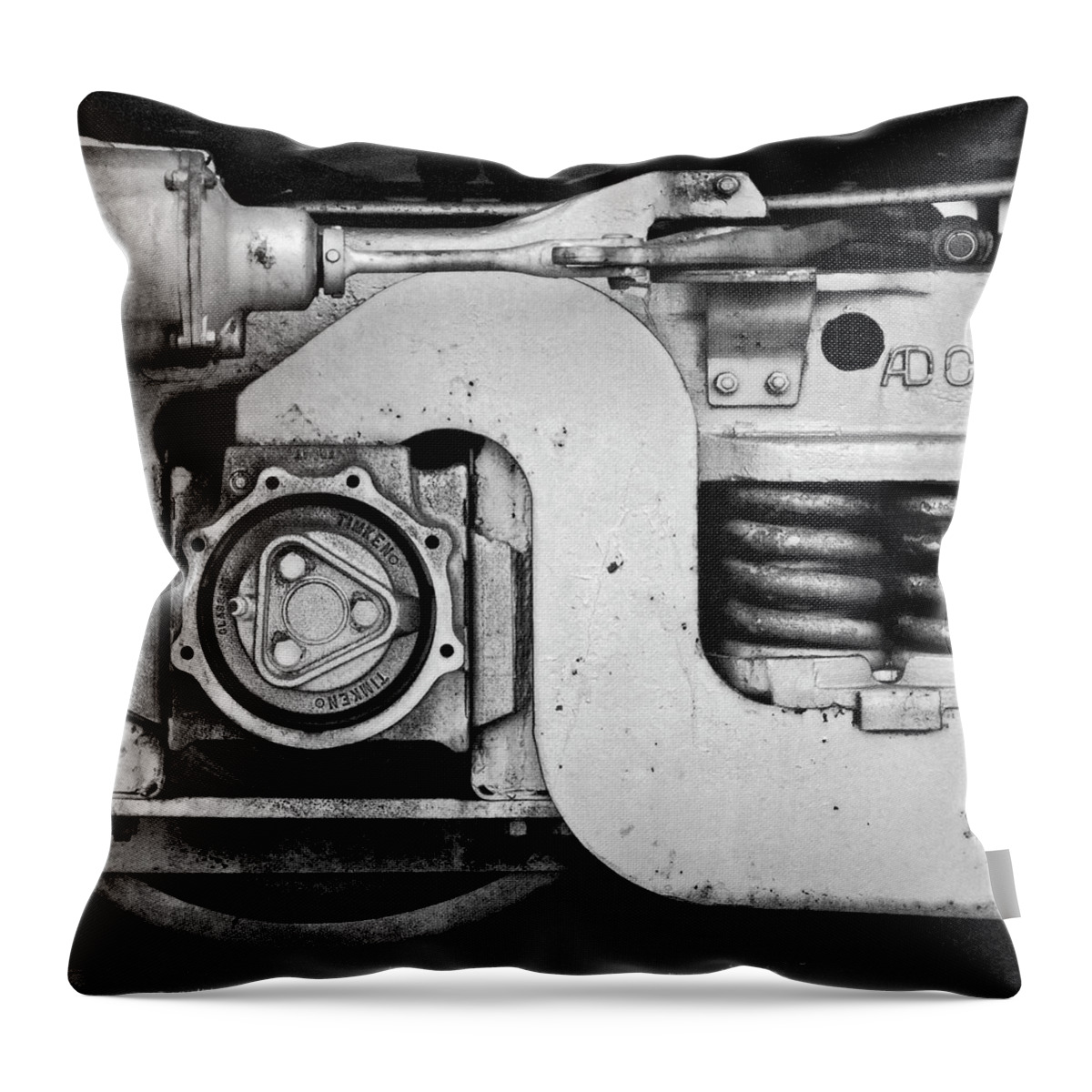 Photography Throw Pillow featuring the photograph Wheel And Brake Of A Railcar by Panoramic Images