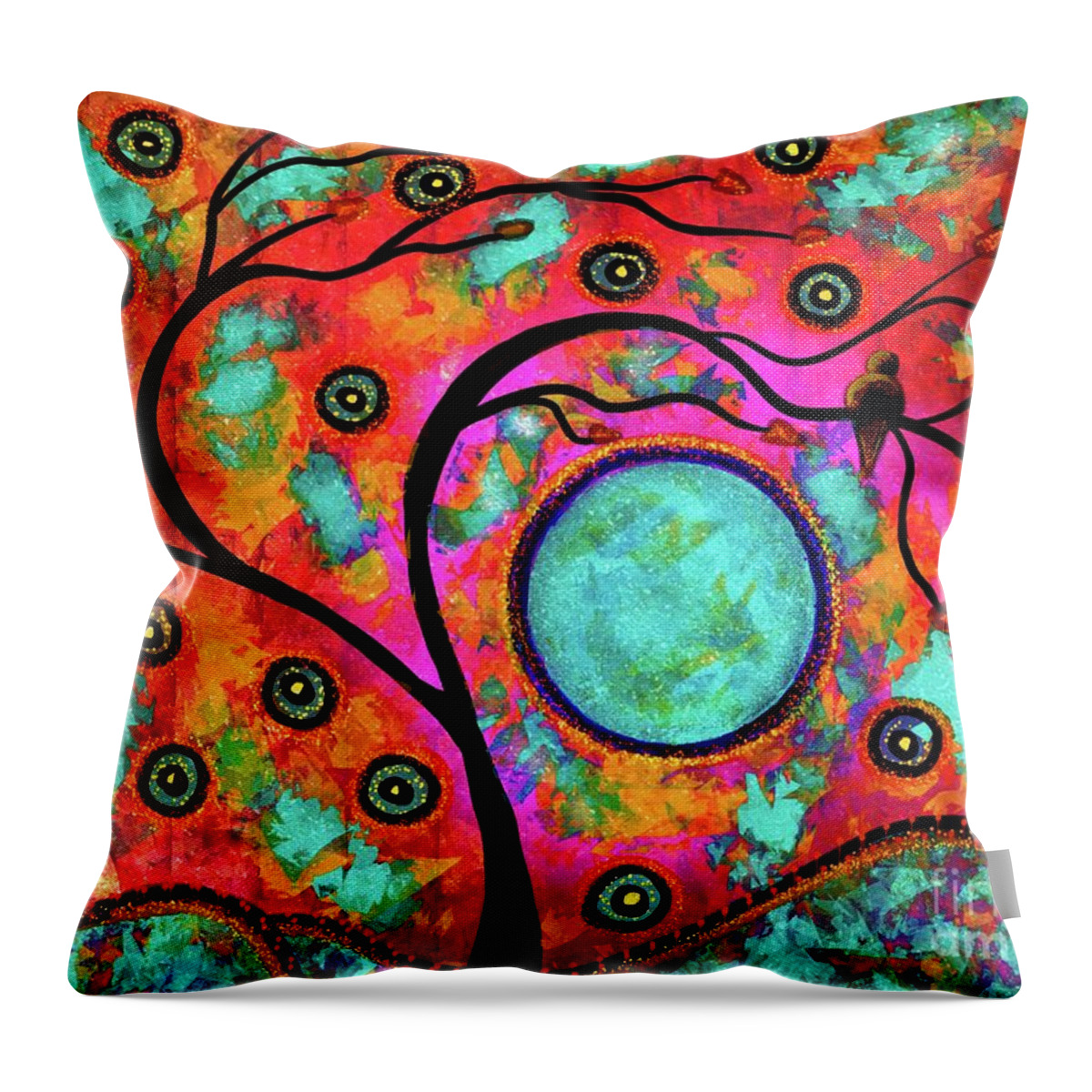Whimsical Throw Pillow featuring the digital art Whimsical Blue Moon Rising by Laurie's Intuitive